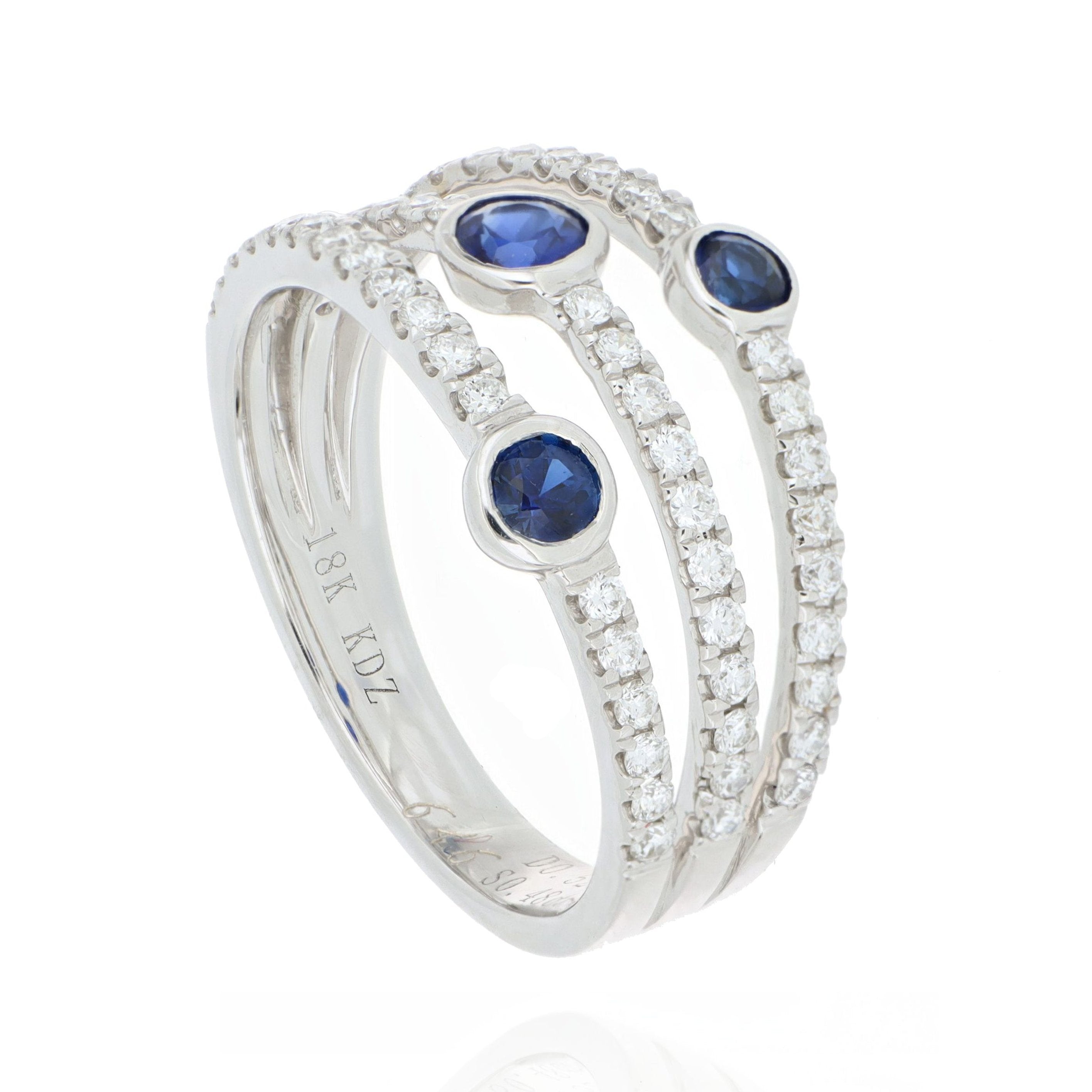 18k White Gold Blue Sapphire and Diamond Cocktail Ring