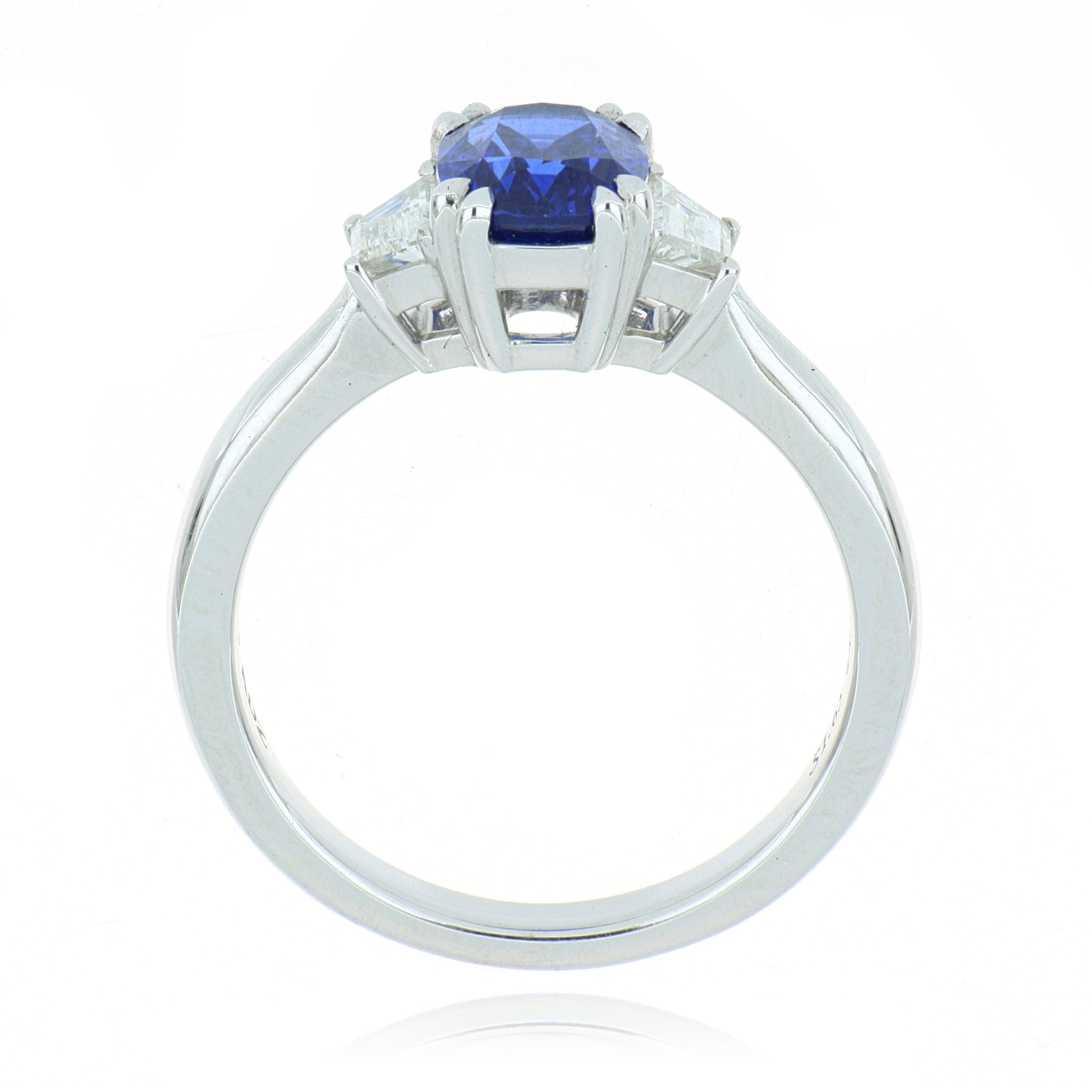 18k White Gold Blue Sapphire and Diamond Ring