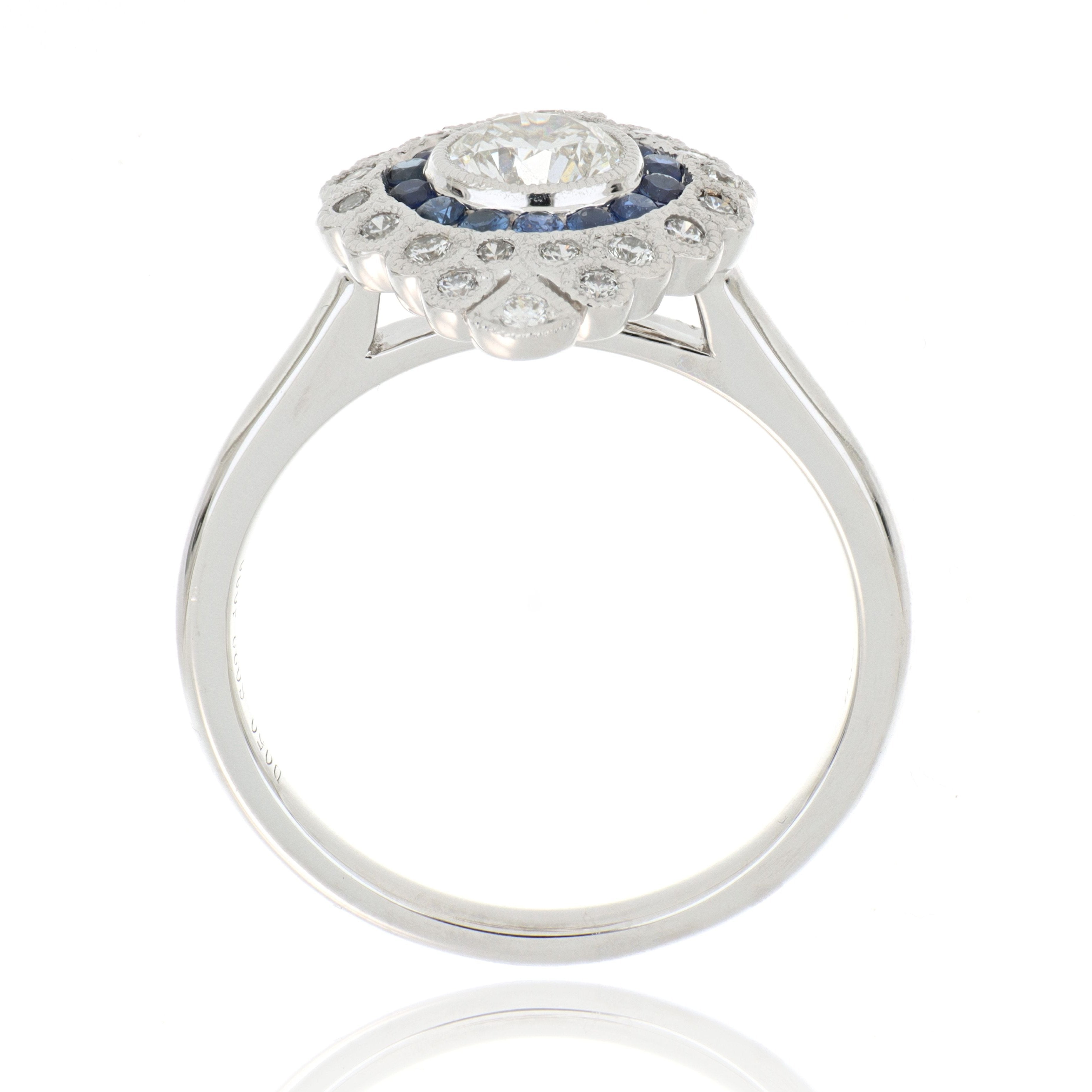18k White Gold Blue Sapphire and Diamond Cocktail Ring