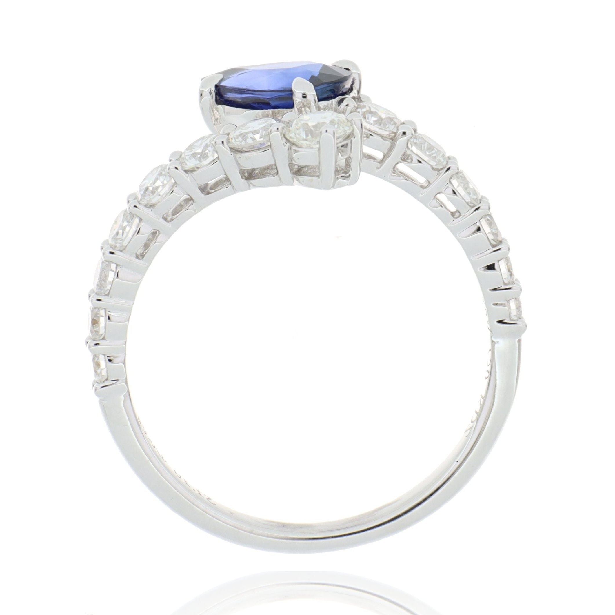 18k White Gold Blue Sapphire and Diamond Ring