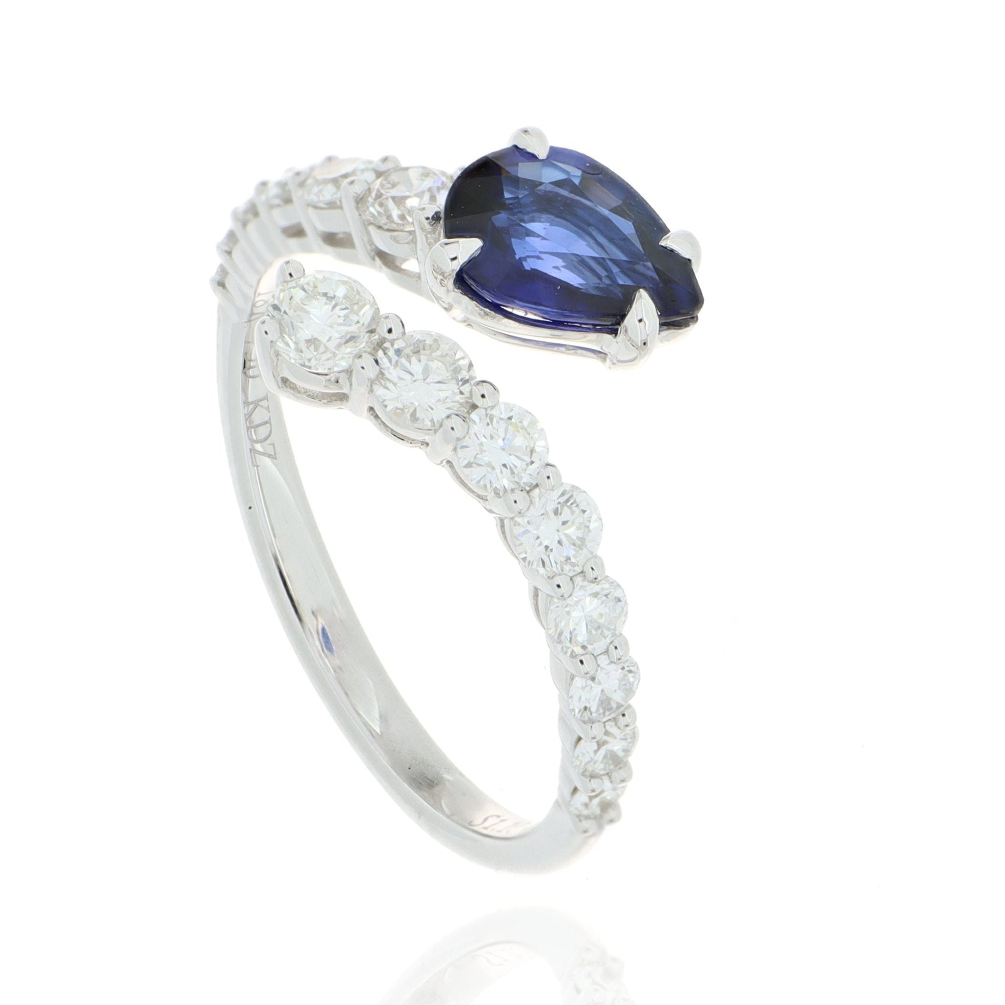 18k White Gold Blue Sapphire and Diamond Ring