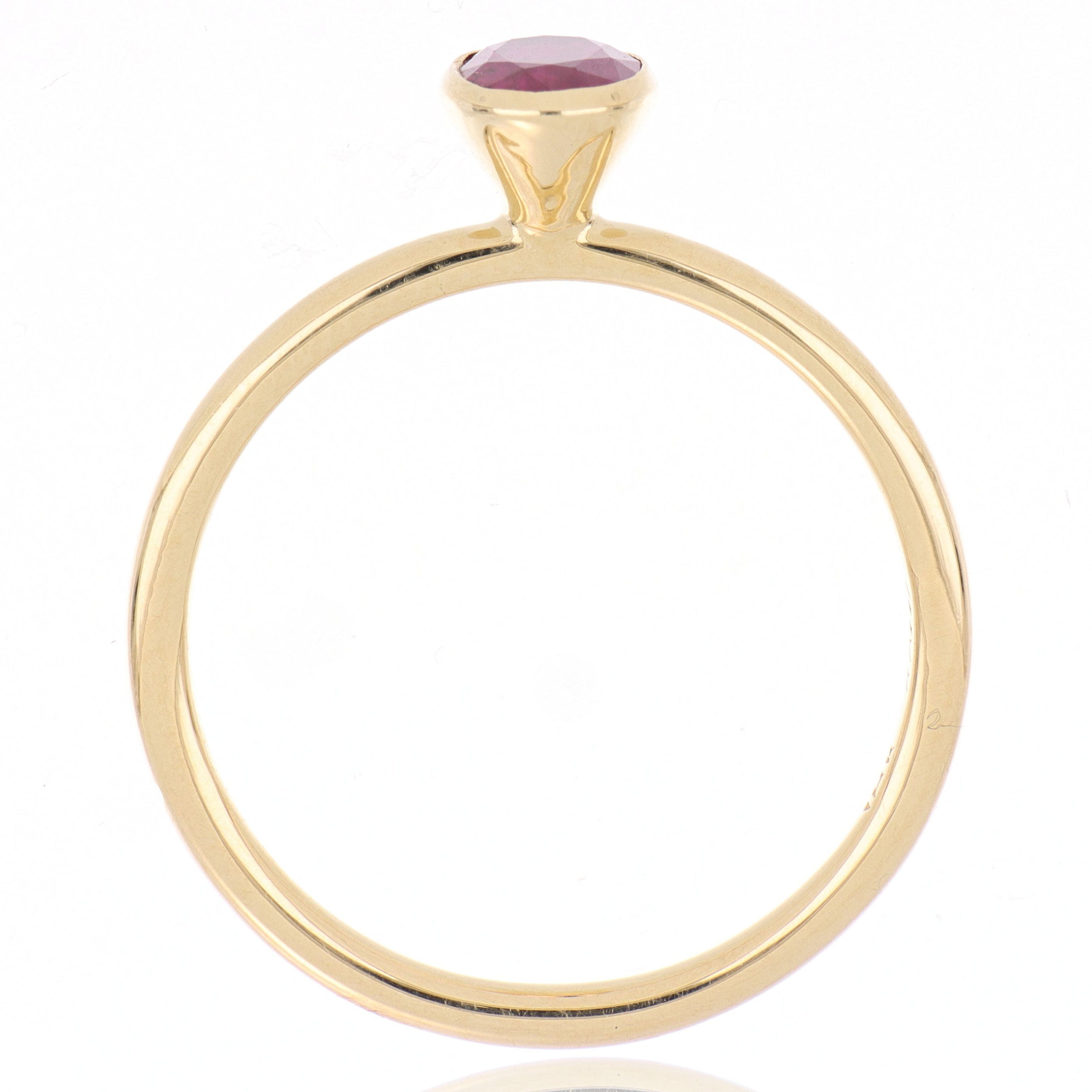 18k Yellow Gold Ruby Yum Drop RIng