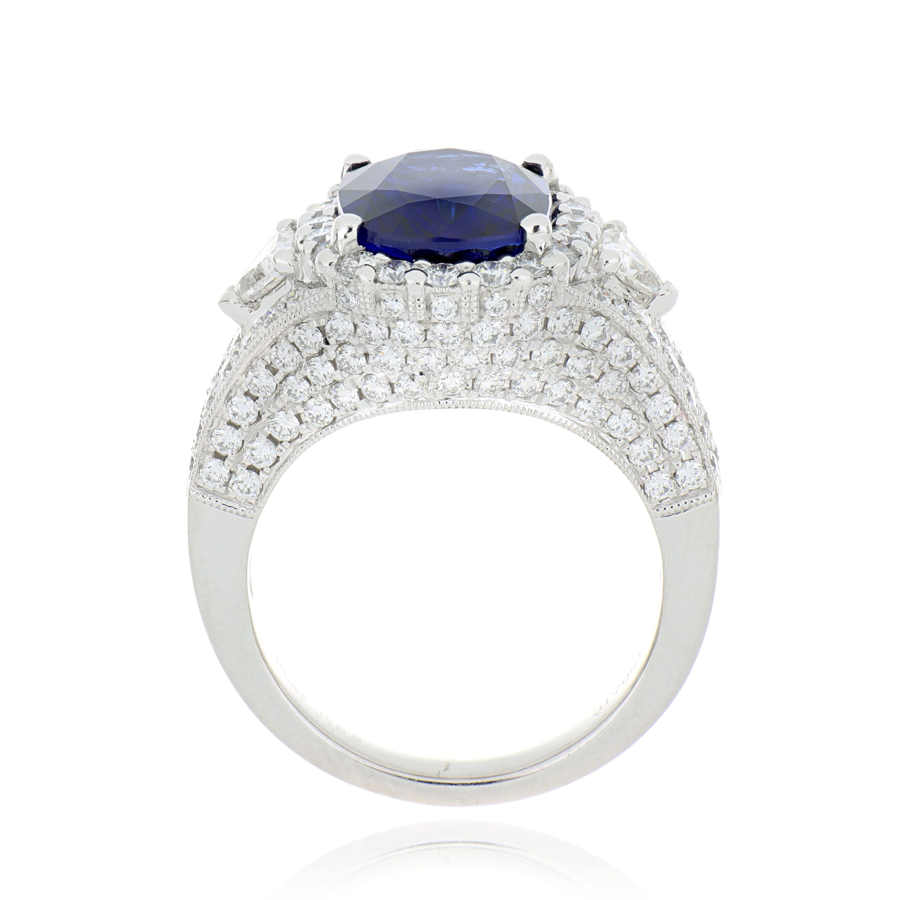 Platinum Blue Sapphire and Diamond Ring