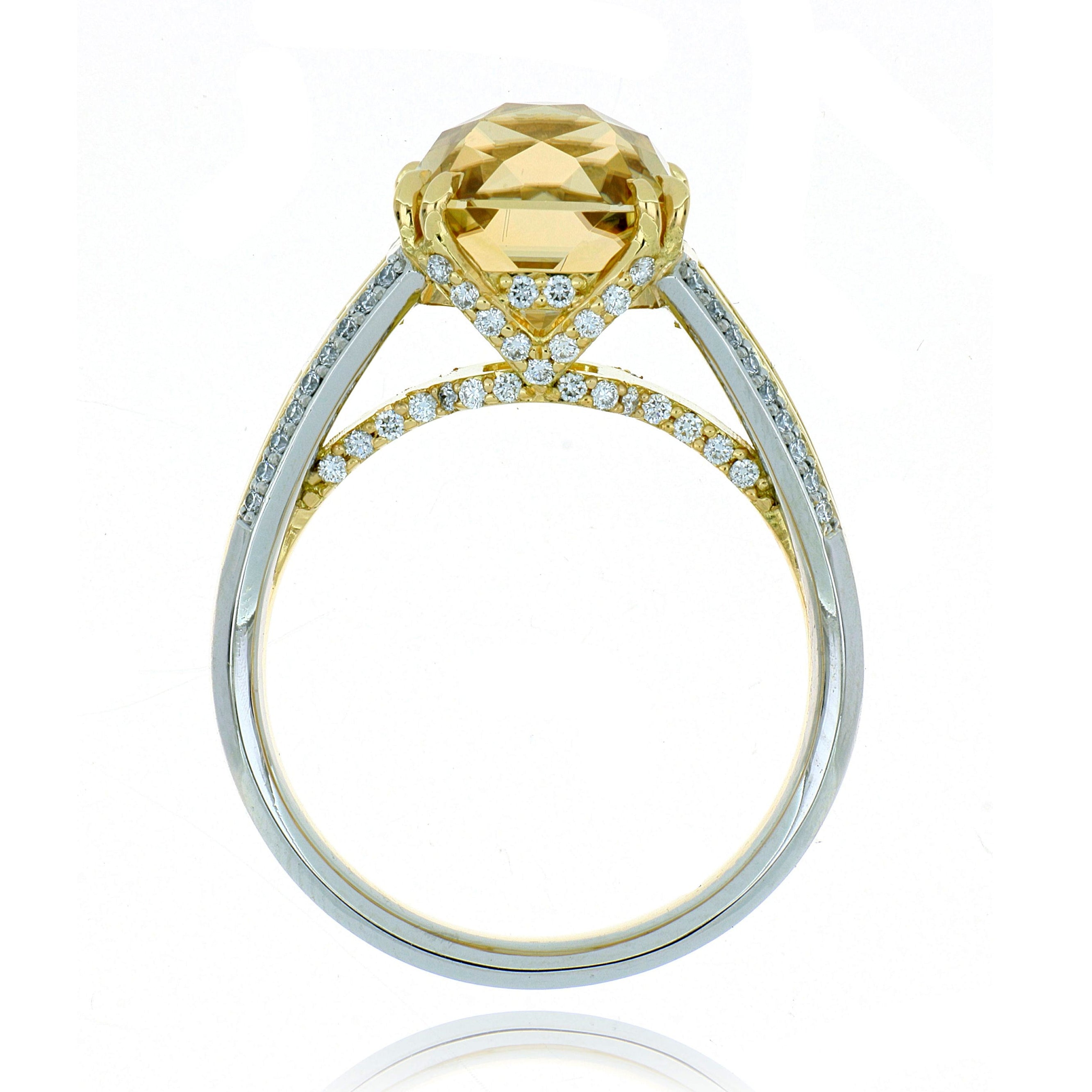 18k Yellow Gold and Platinum Zircon and Diamond Ring