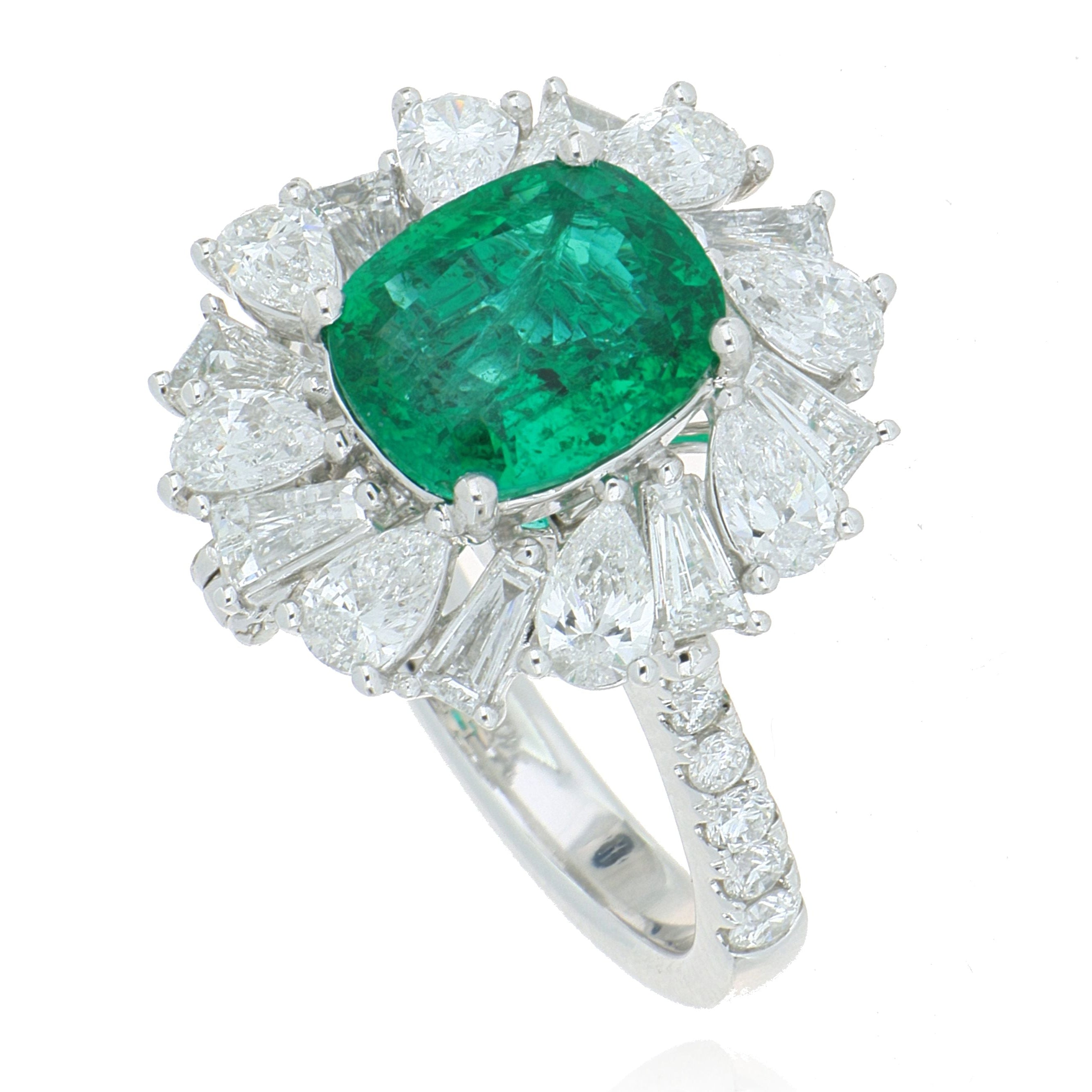 18k White Gold Emerald and Diamond Ring/Pendant