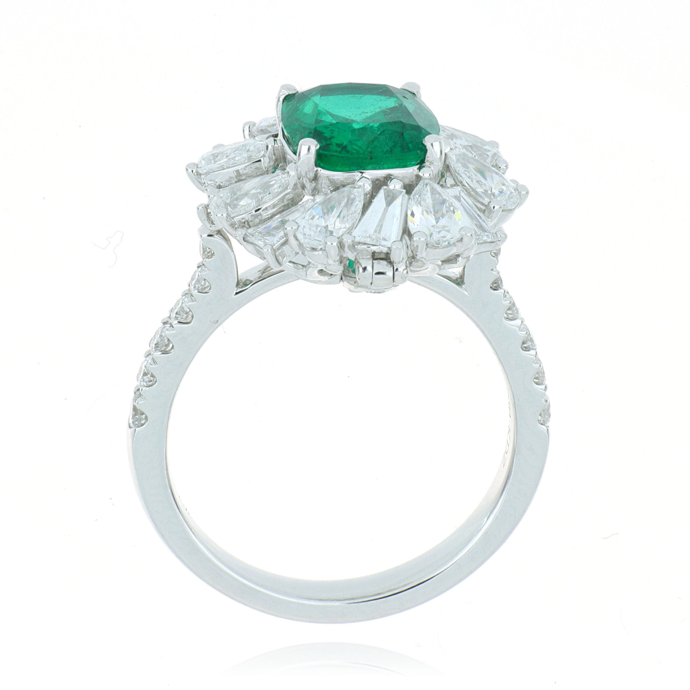 18k White Gold Emerald and Diamond Ring/Pendant