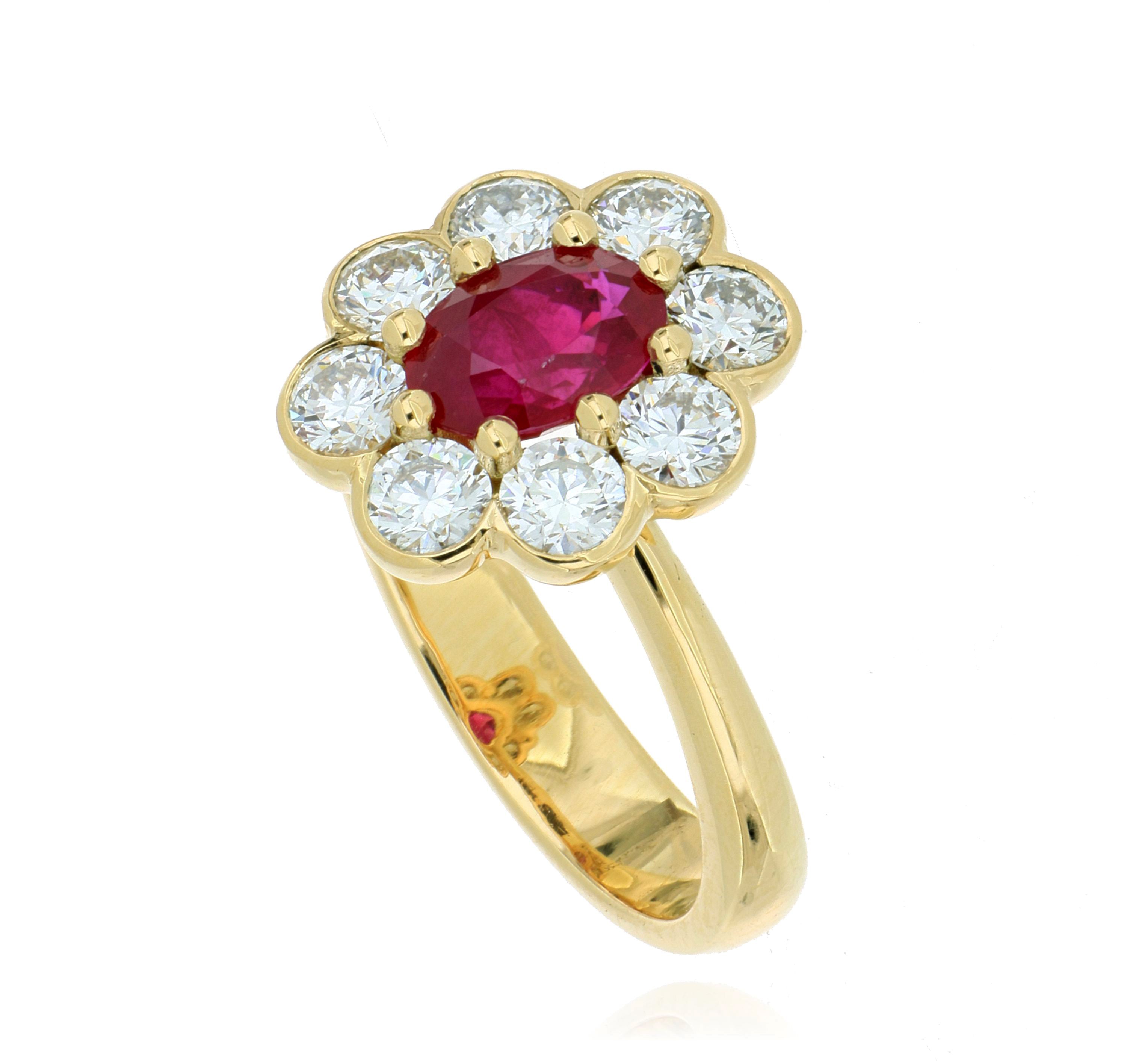 18k Yellow Ruby and Diamond Ring