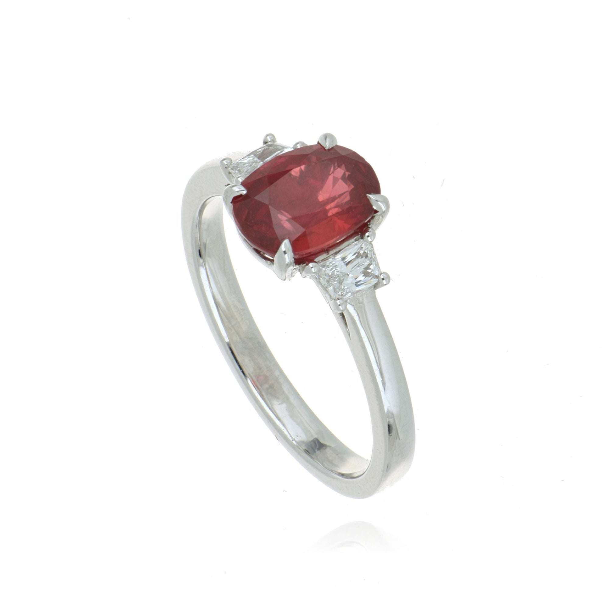 18k White Gold Ruby and Diamond Accented Ring