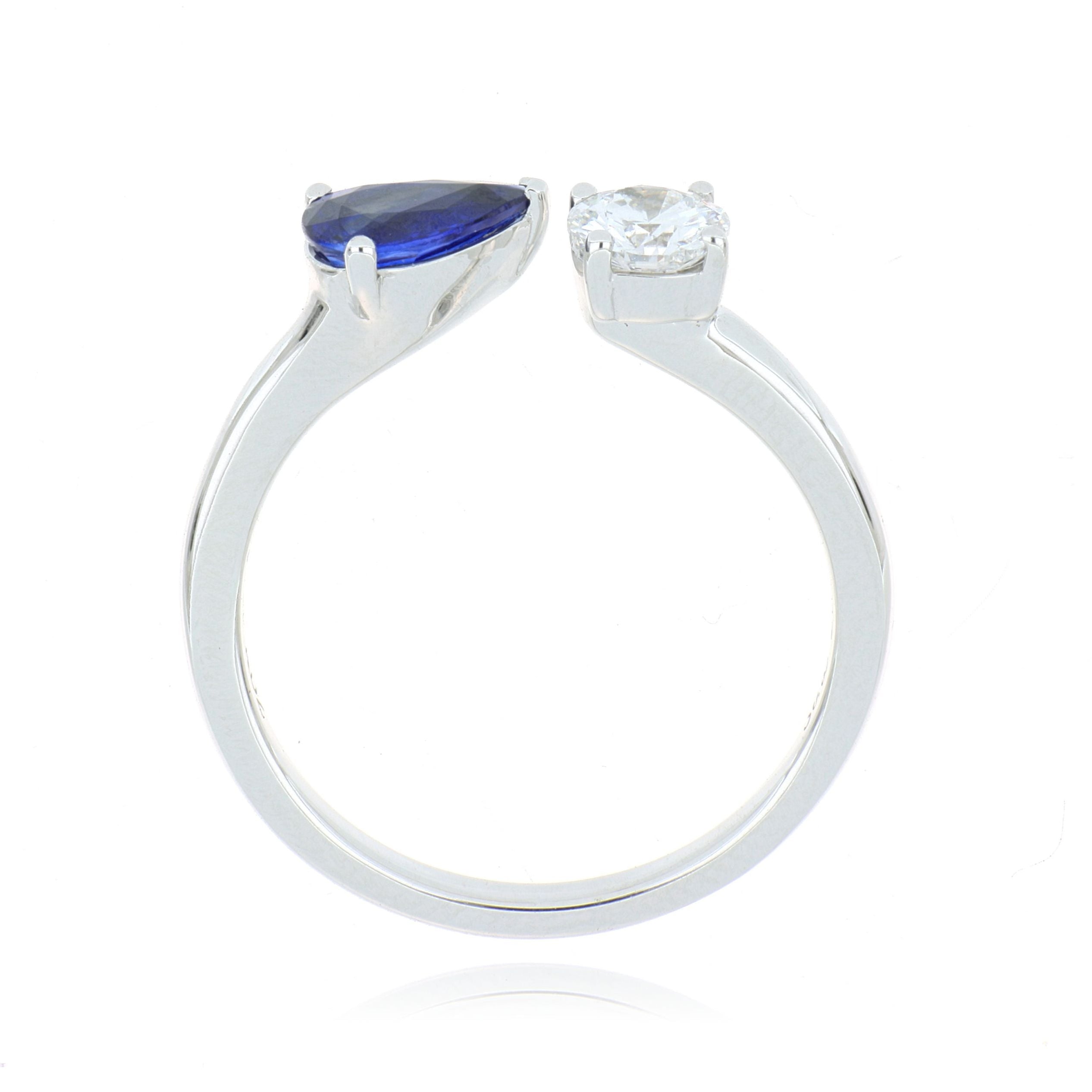 18k White Gold Blue Sapphire and Diamond Ring
