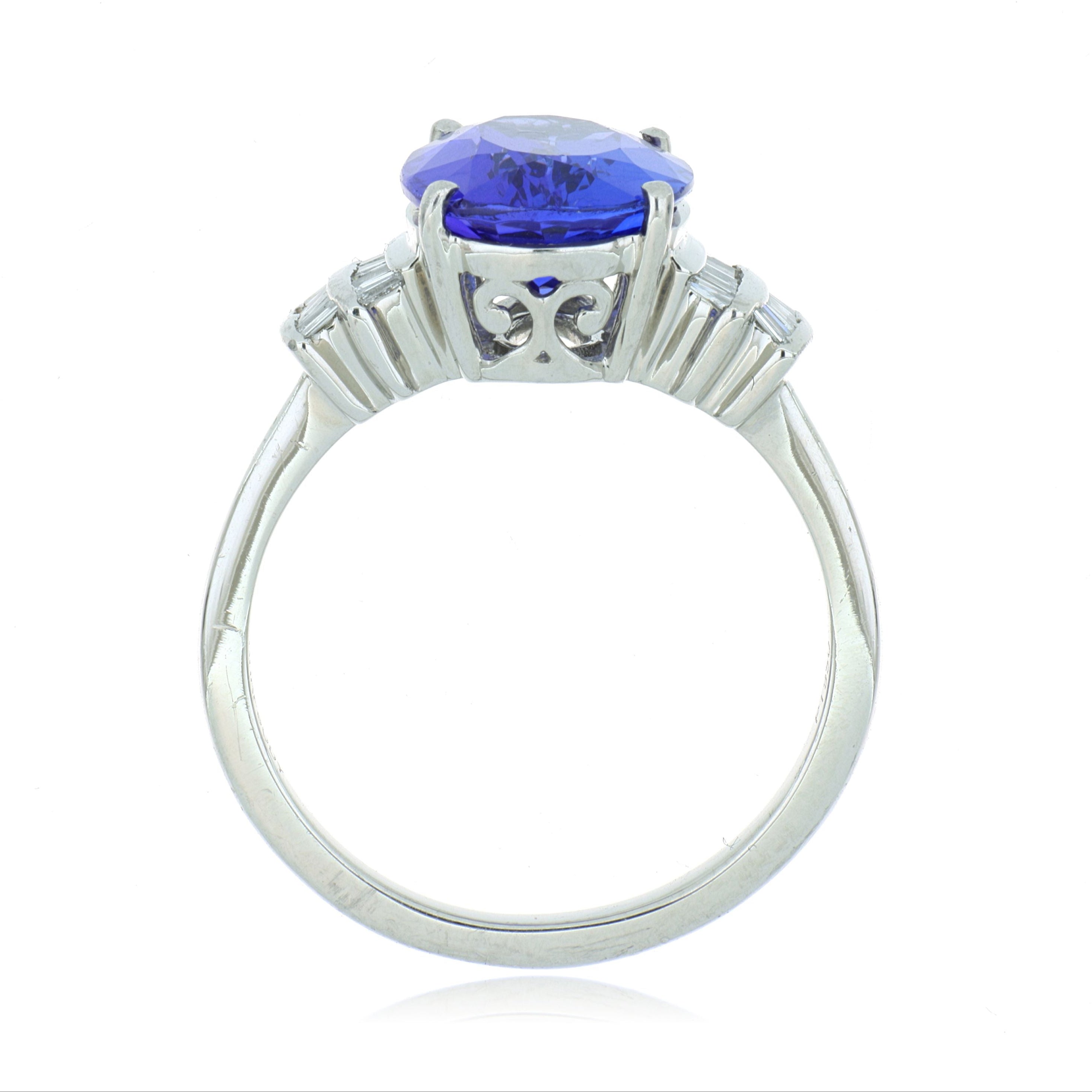 Platinum Oval Shaped Tanzanite and Diamond Cocktail Ring