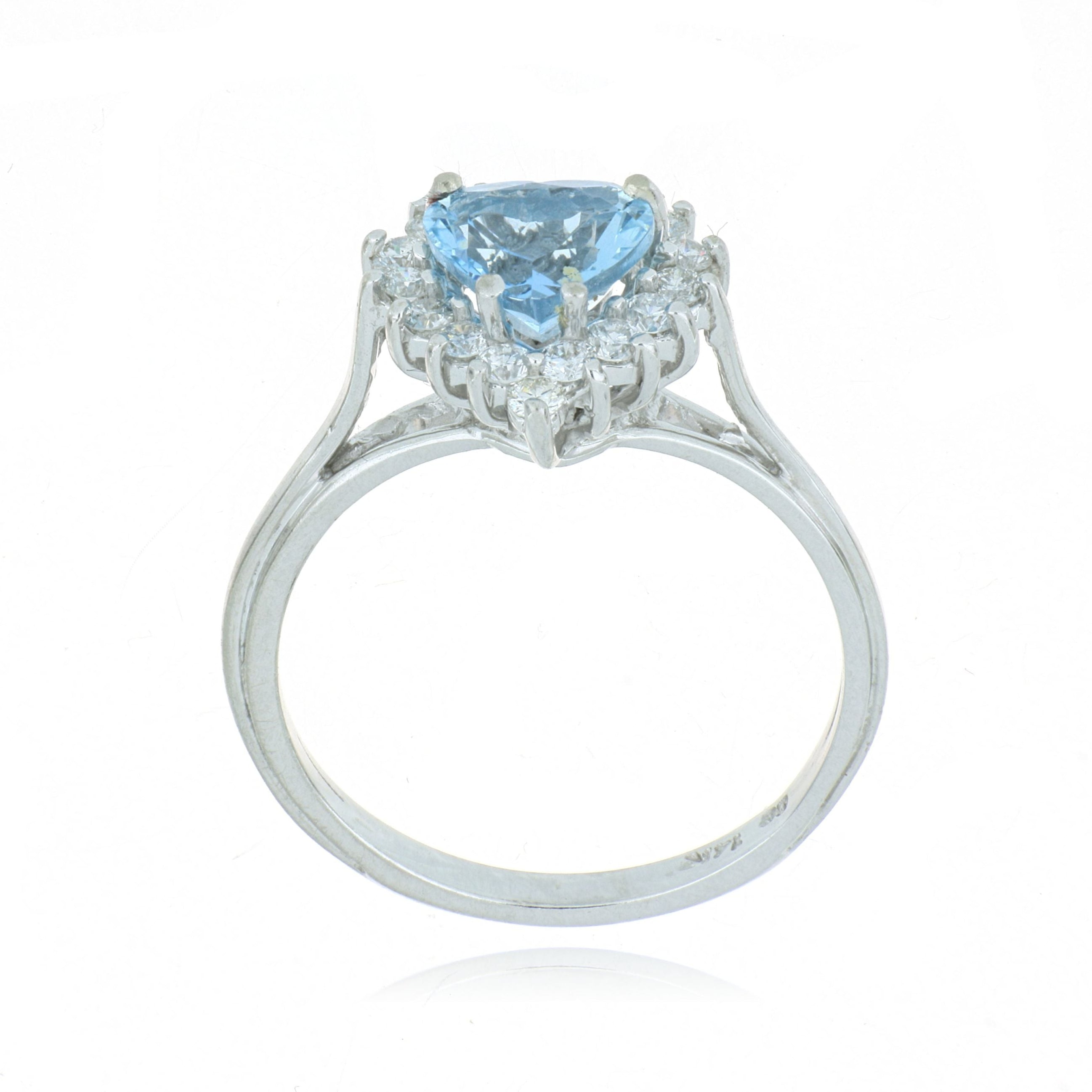 14k White Gold Aquamarine and Diamond Ring