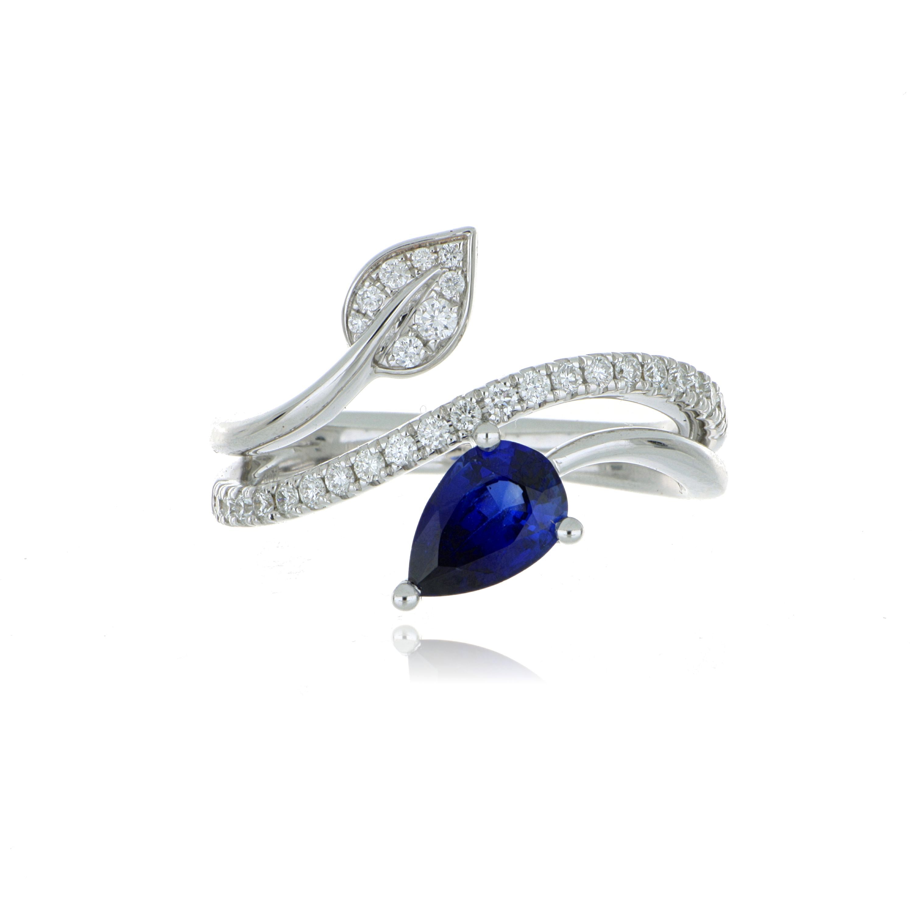 18k White Gold Blue Sapphire and Diamond Ring