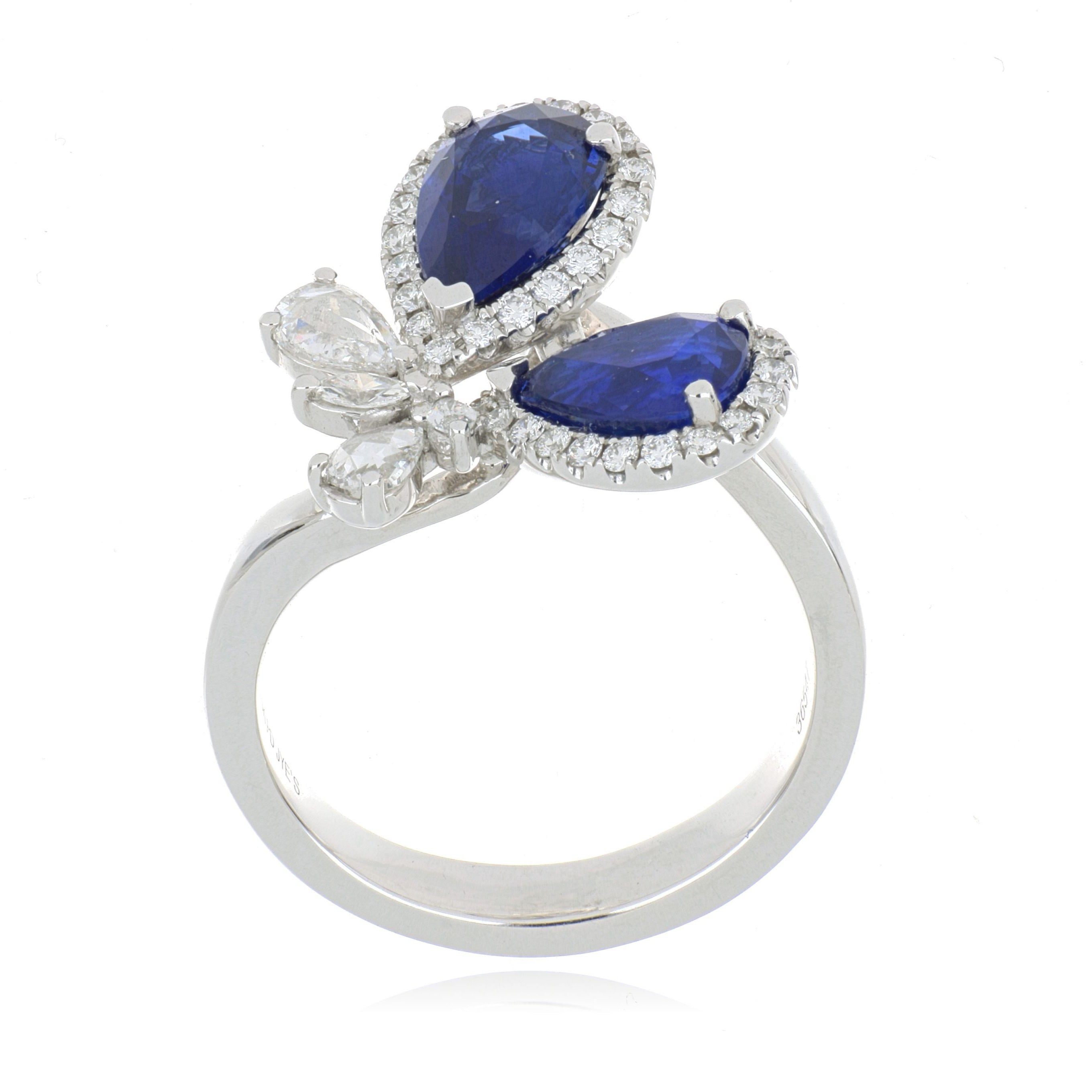 18k White Gold Sapphire and Diamond Butterfly Ring