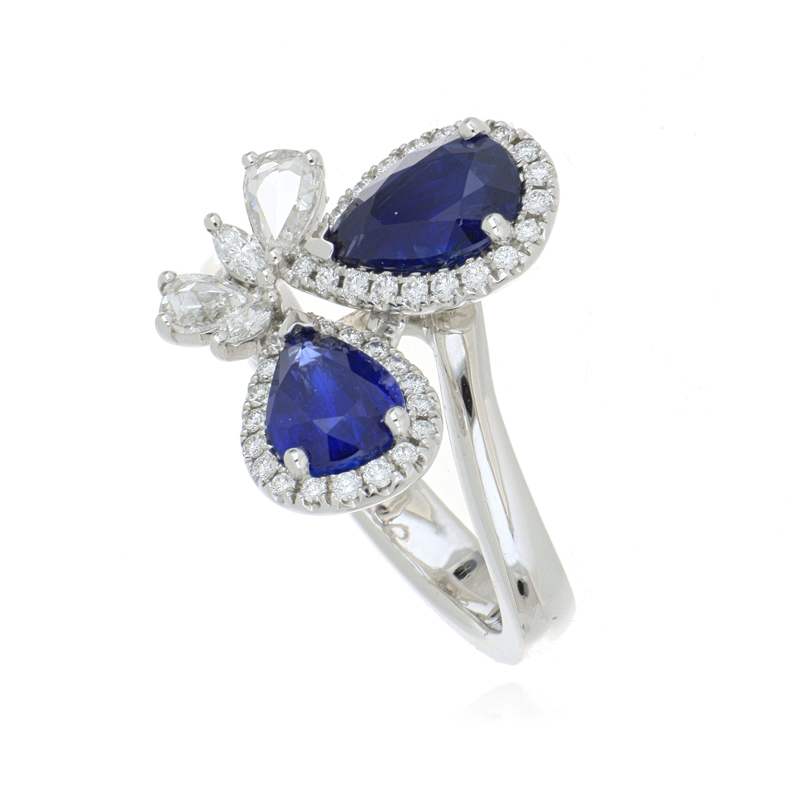 18k White Gold Sapphire and Diamond Butterfly Ring