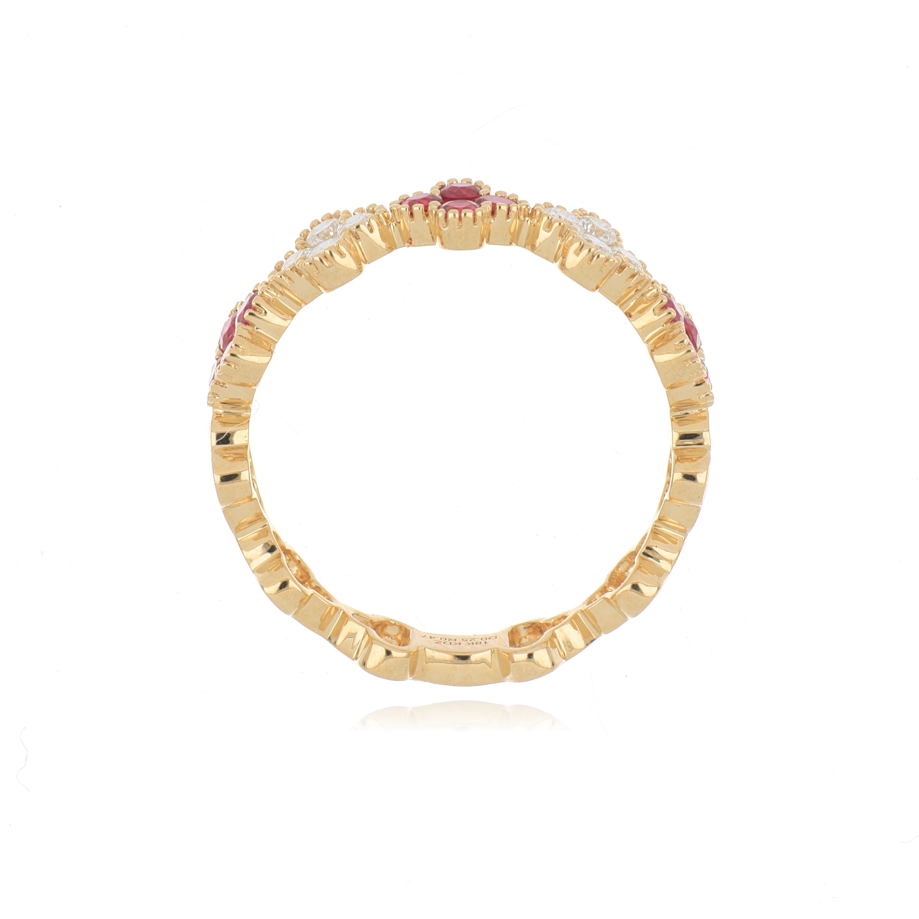 18k Yellow Gold Ruby and Diamond Ring