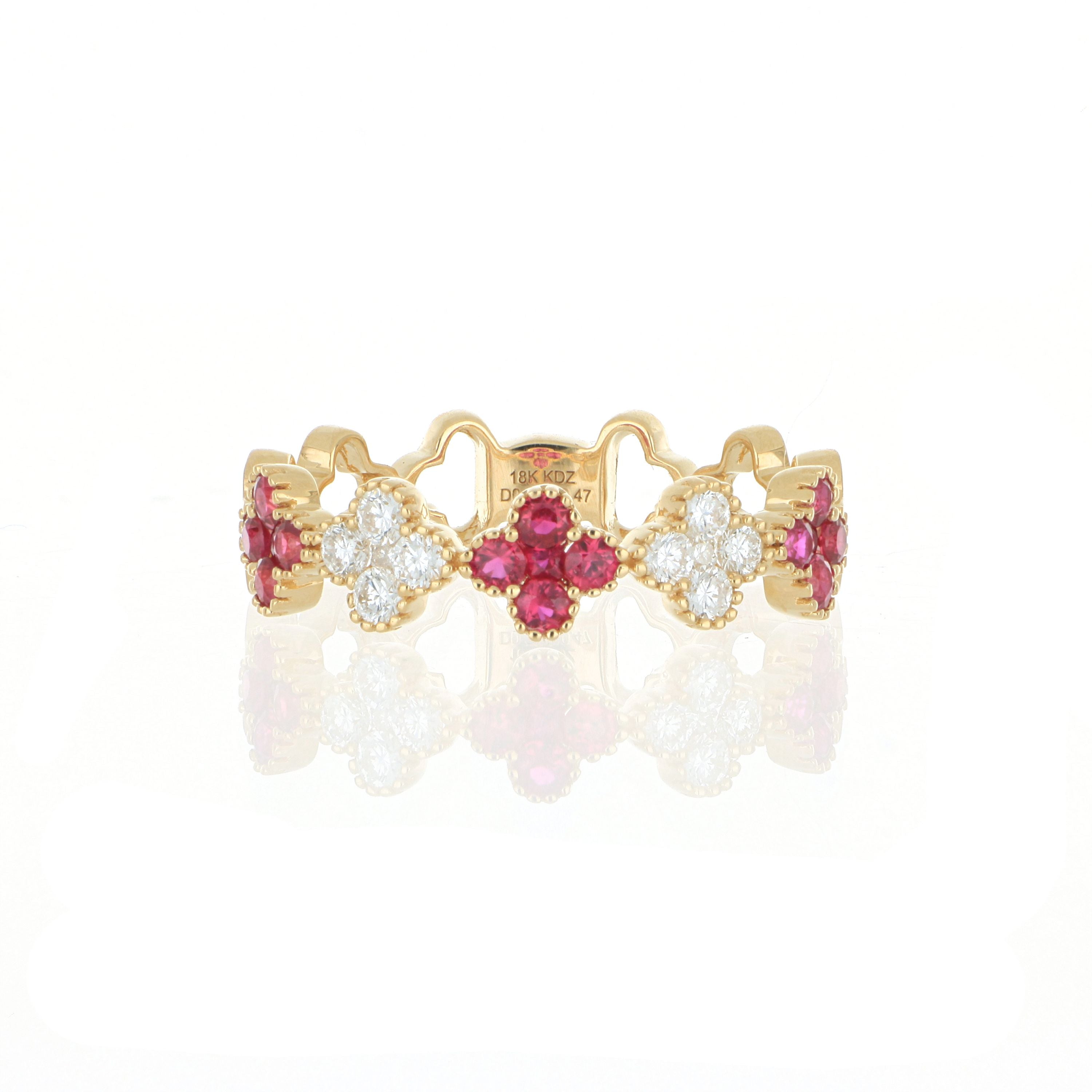 18k Yellow Gold Ruby and Diamond Ring