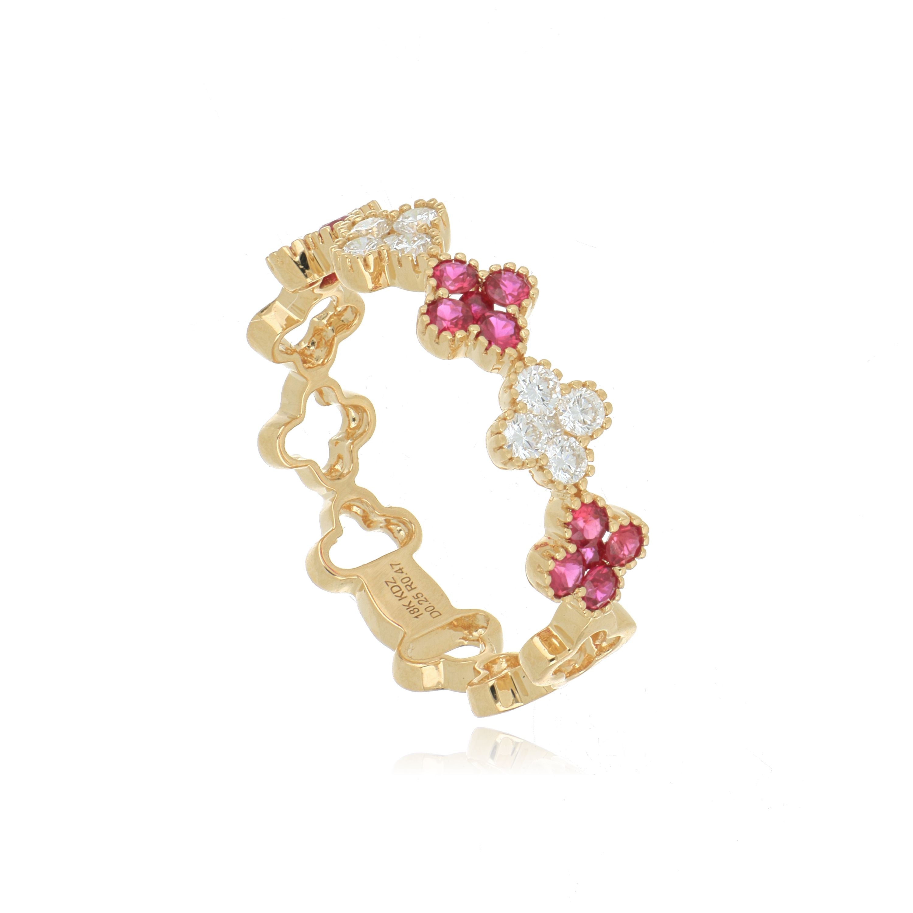 18k Yellow Gold Ruby and Diamond Ring