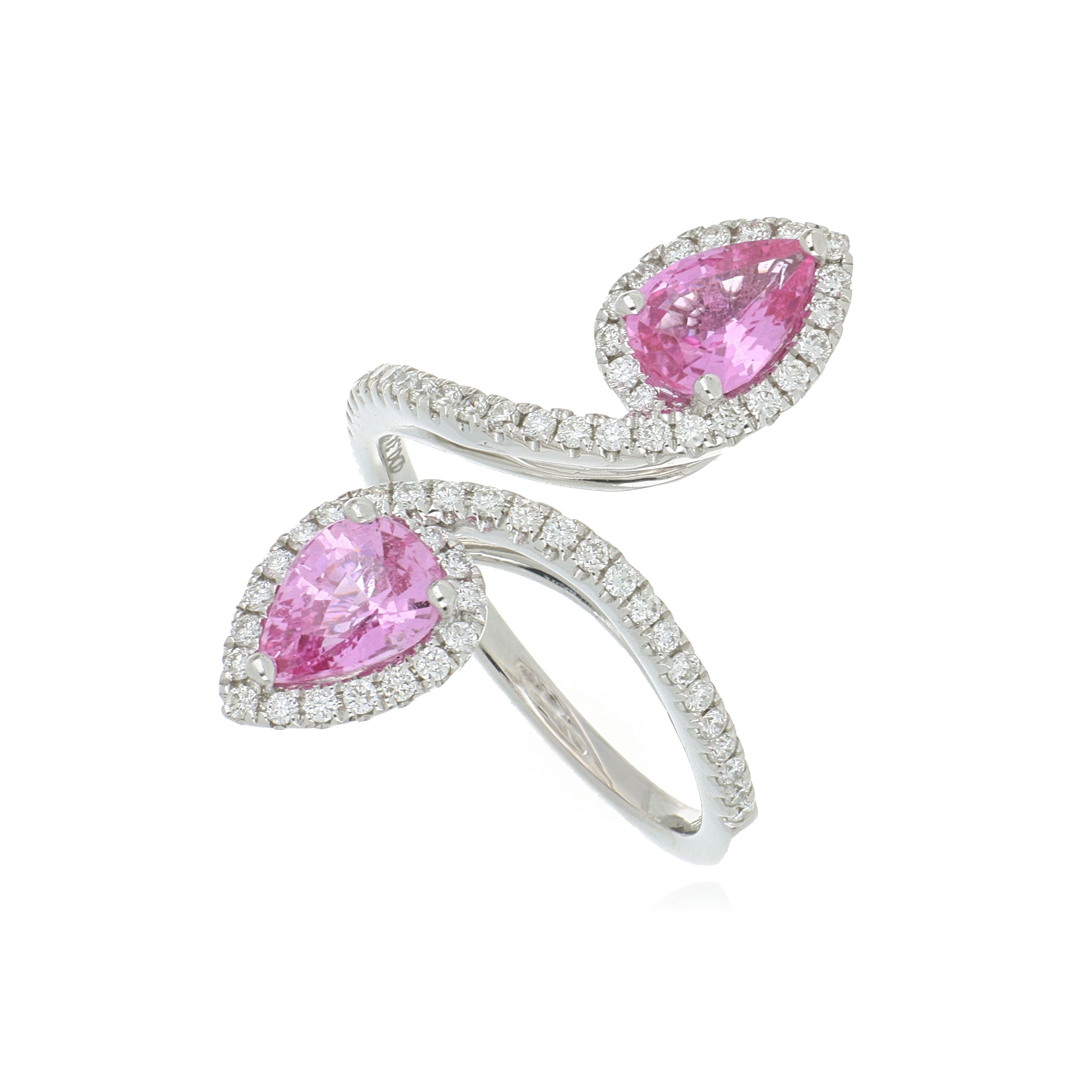 18k White Gold Pink Sapphire and Diamond Accented Ring