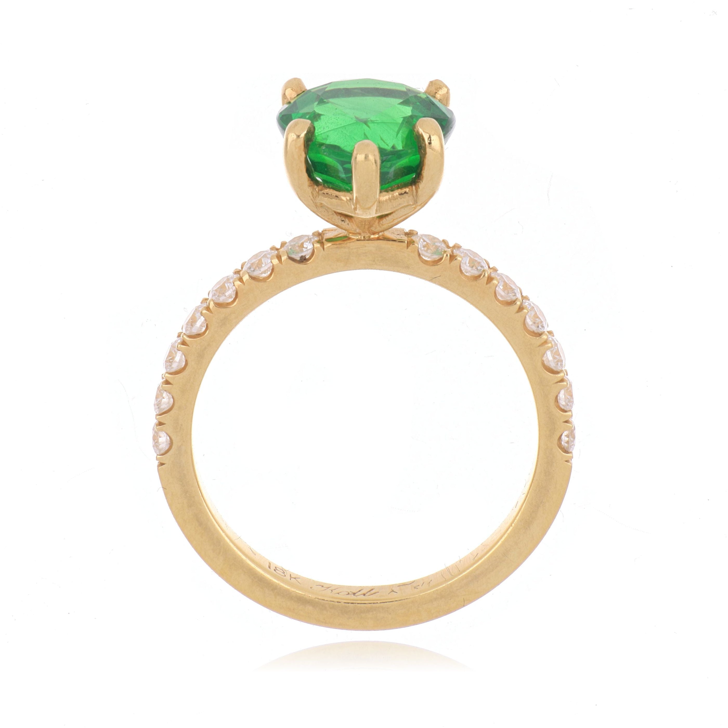 18k Yellow Gold Tsavorite and Diamond Ring