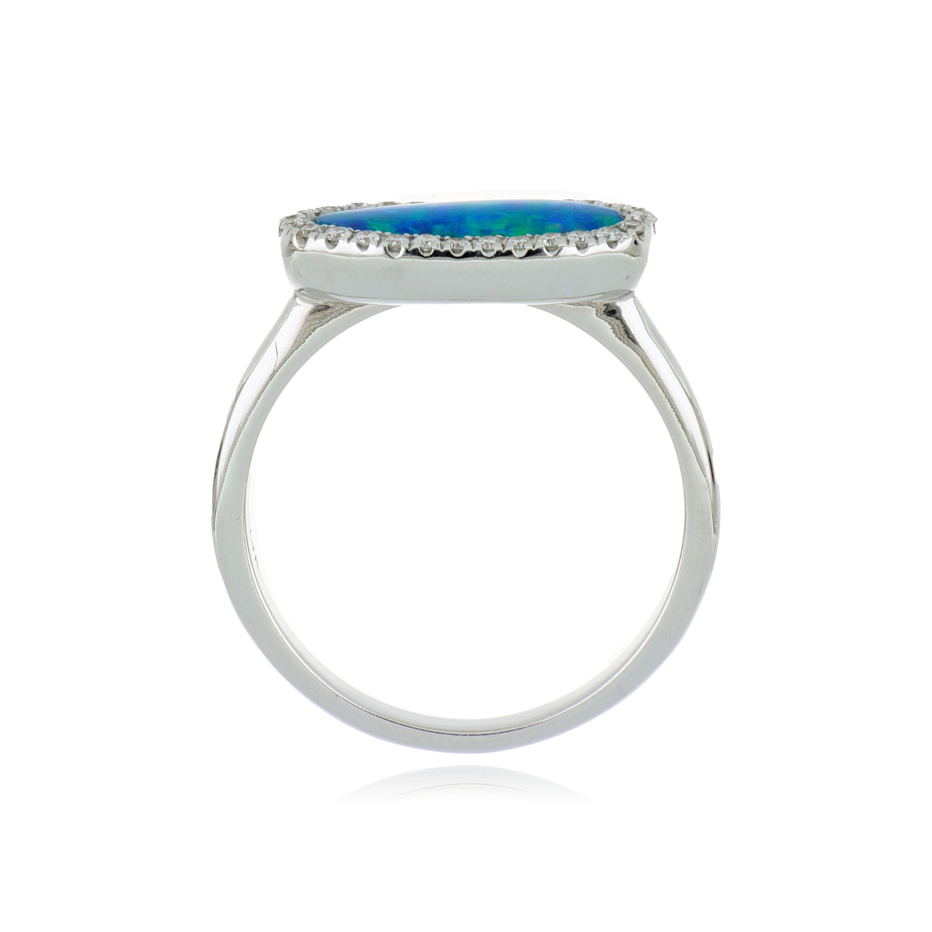 14k White Gold Opal and Diamond Ring