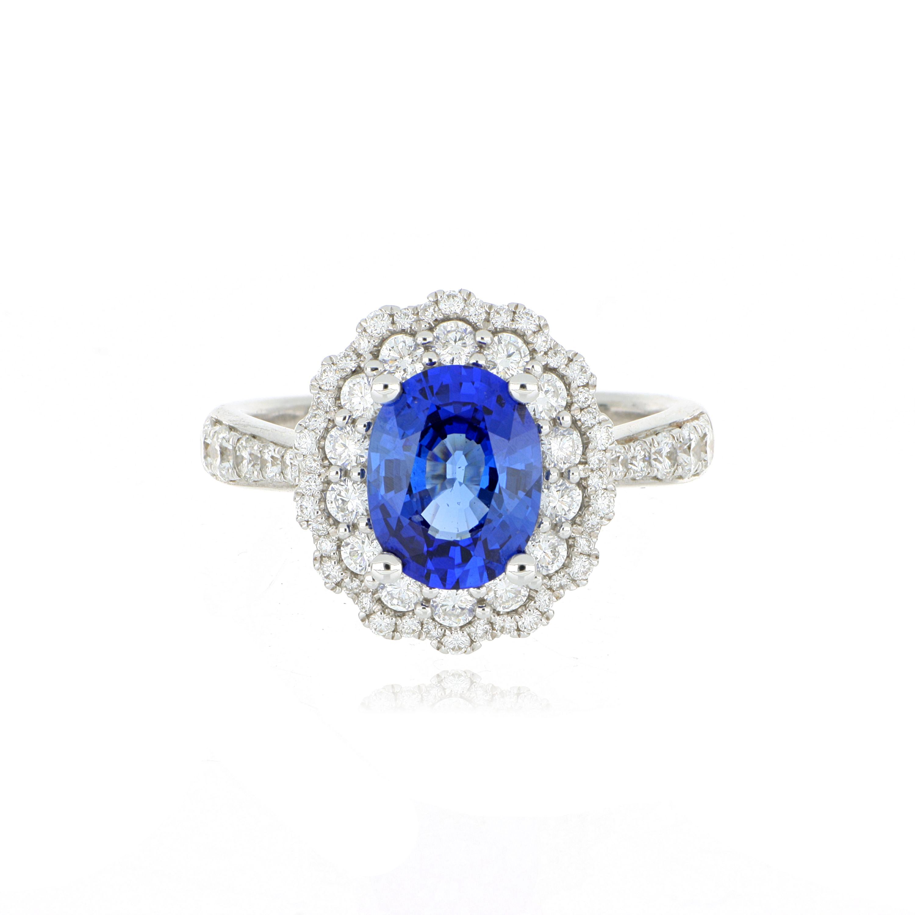 18k White Gold Sapphire and Diamond Accented Ring - Charles Koll Jewelers