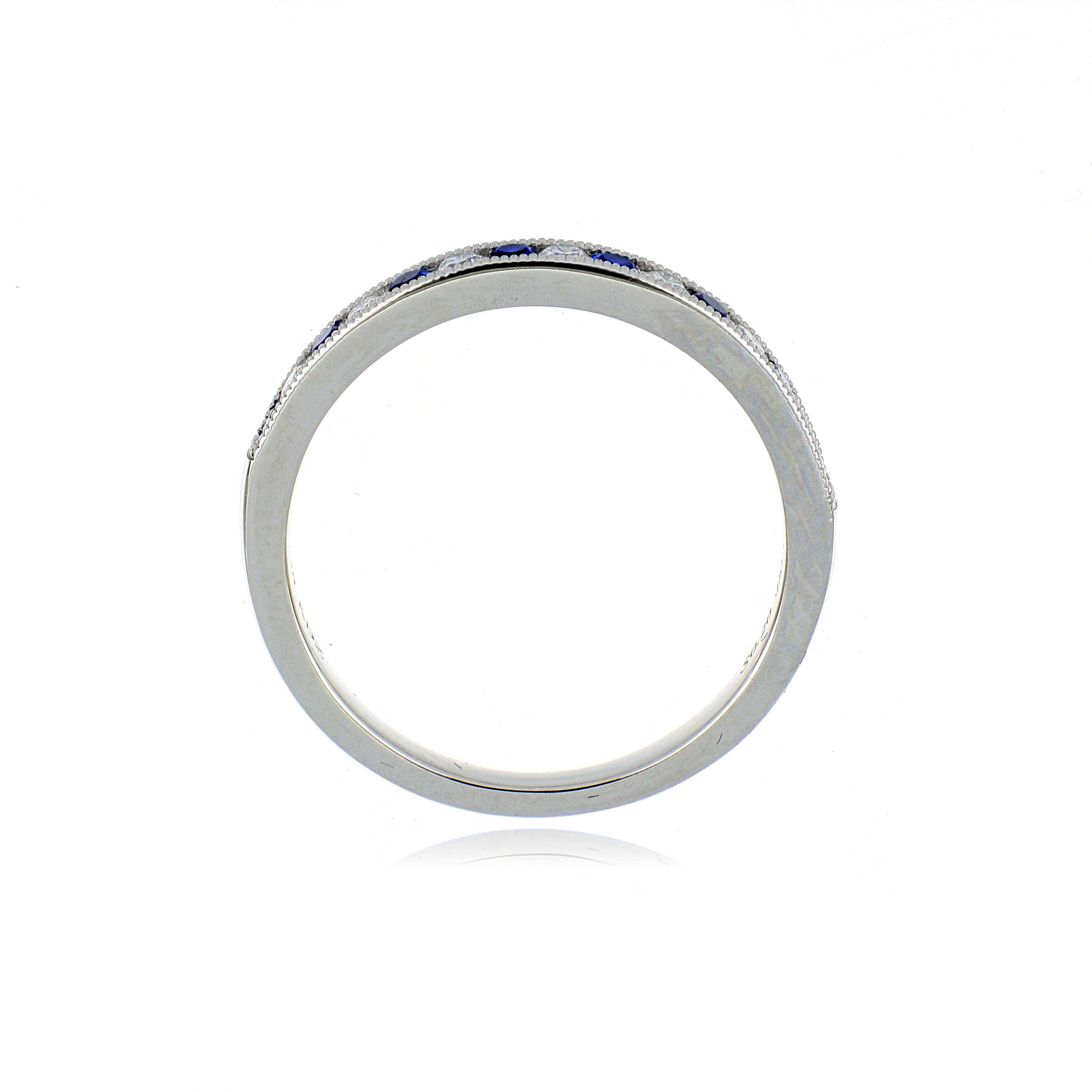 18k White Gold Sapphire and Diamond Band