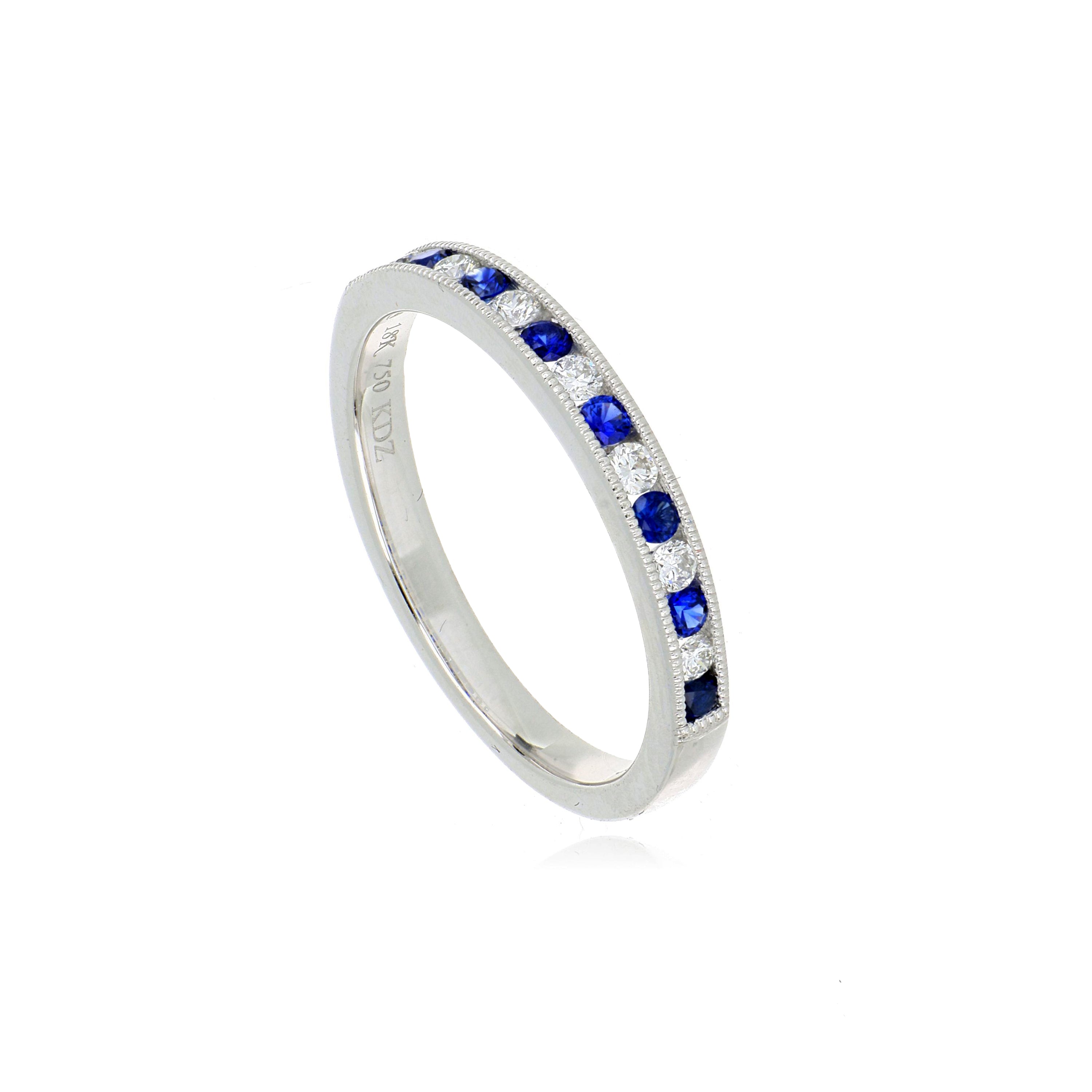 18k White Gold Sapphire and Diamond Band