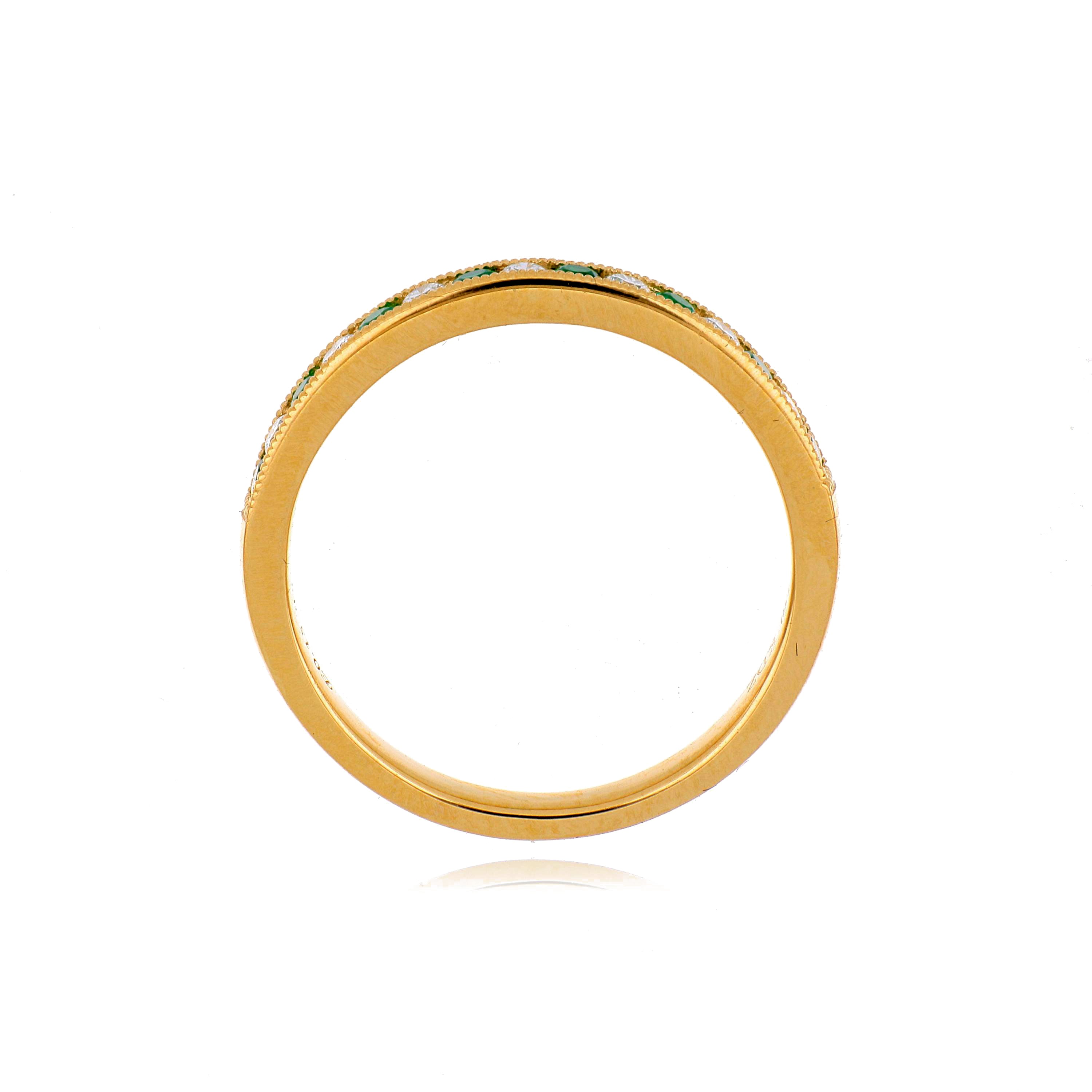 18k Yellow Gold Emerald and Diamond Band