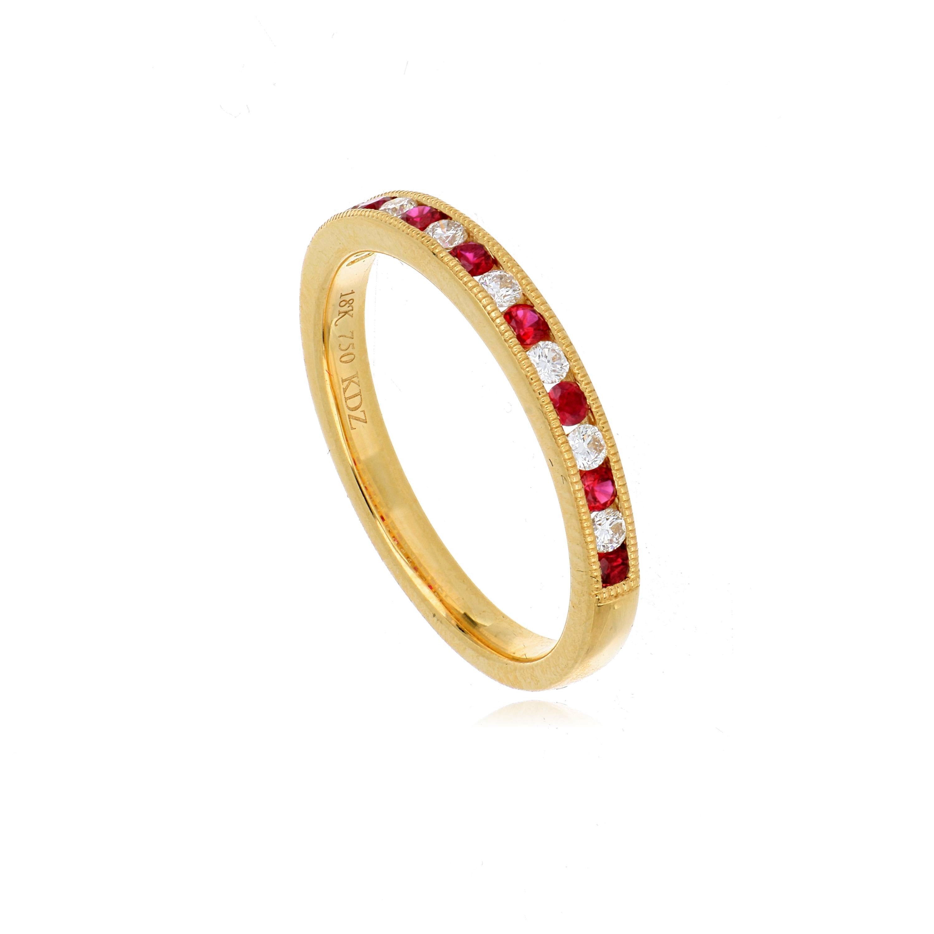 18k Yellow Gold Ruby and Diamond Band