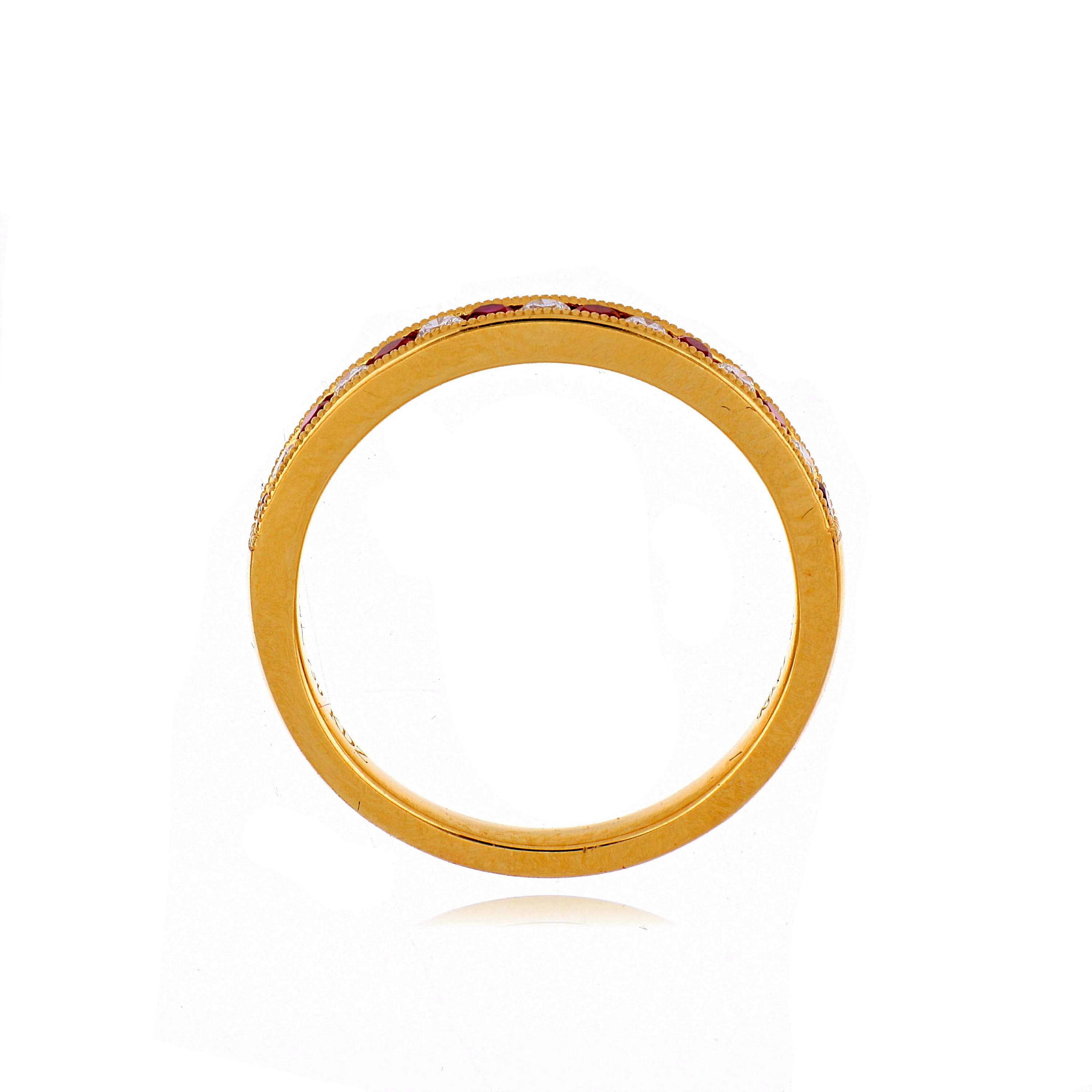 18k Yellow Gold Ruby and Diamond Band