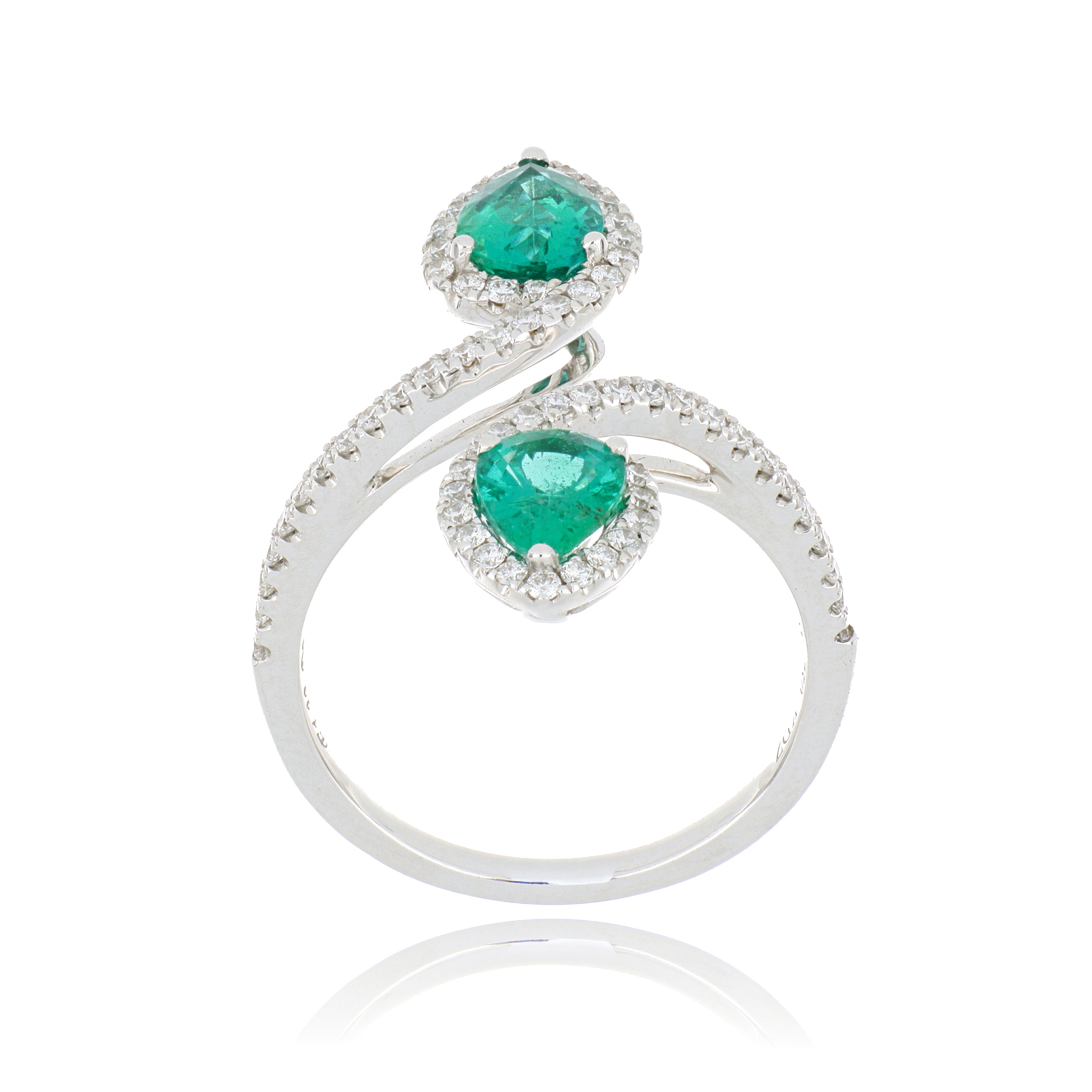 18k White Gold Emerald and Diamond Ring - Charles Koll Jewelers