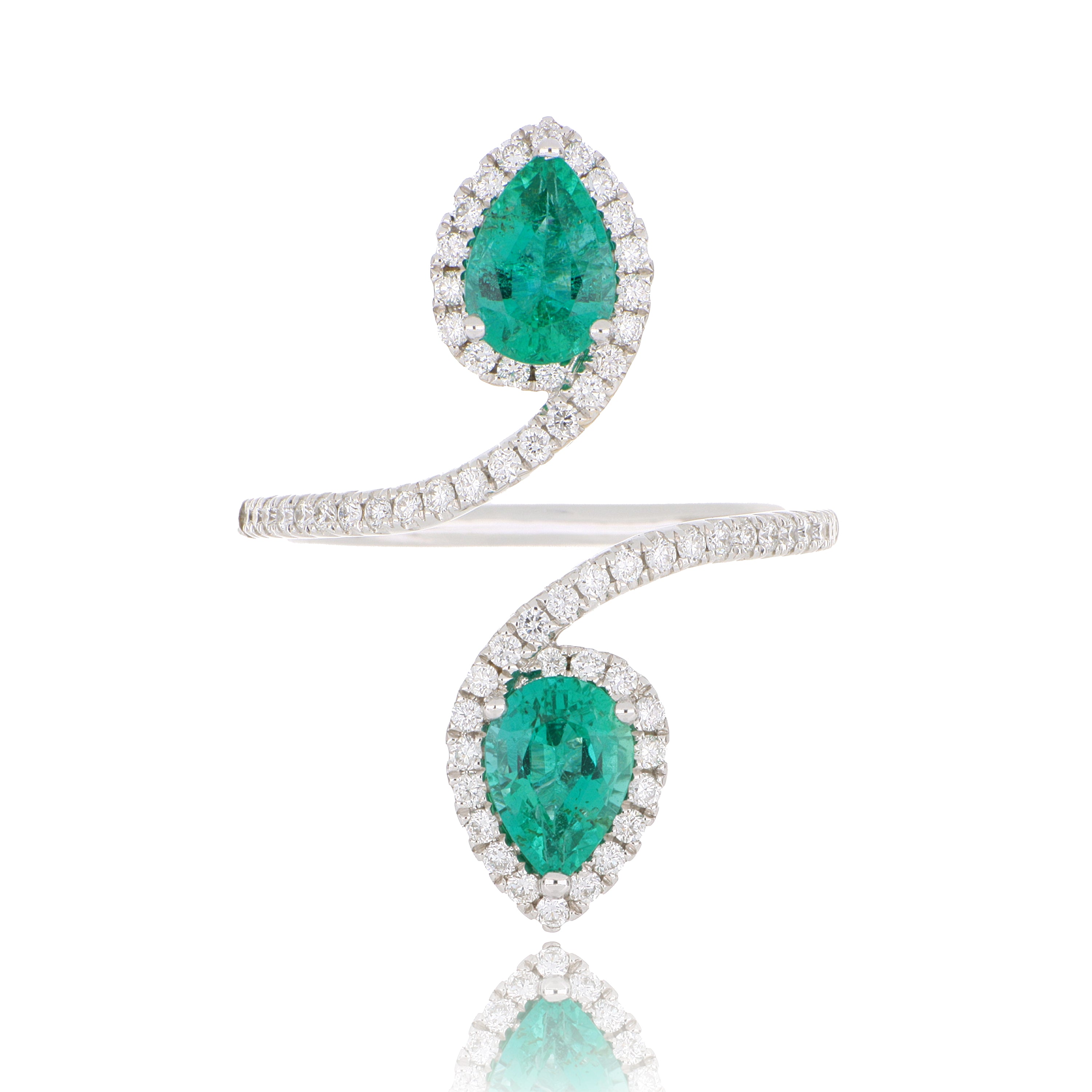 18k White Gold Emerald and Diamond Ring - Charles Koll Jewelers