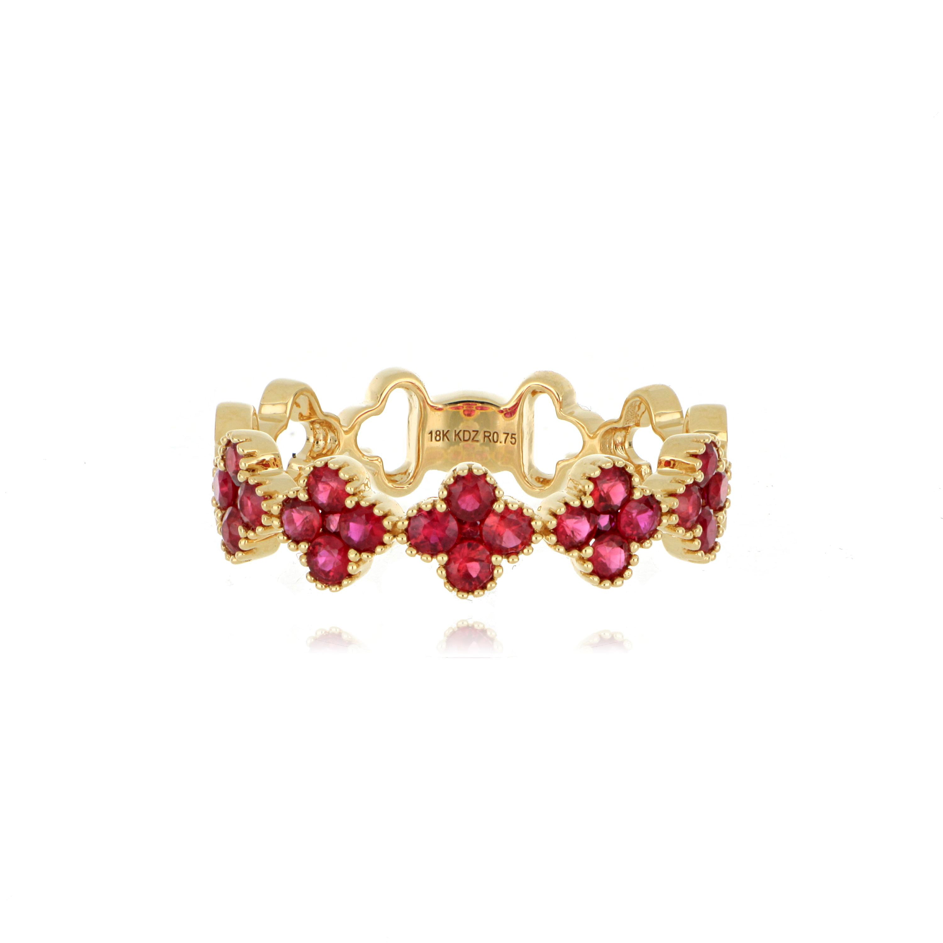 18k Yellow Gold Ruby Motif Ring - Charles Koll Jewelers