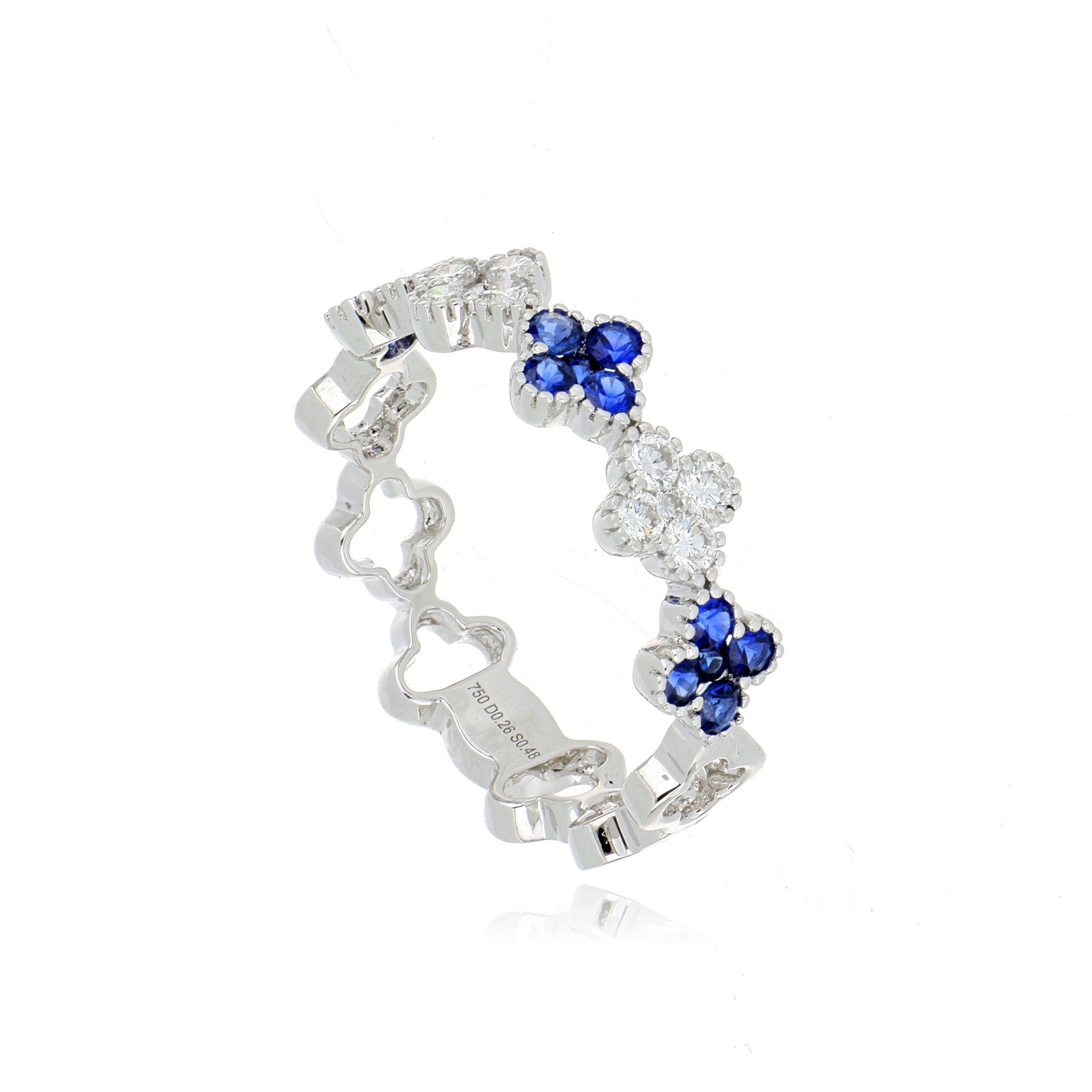 18k White Gold Sapphire and Diamond Motif Ring - Charles Koll Jewelers