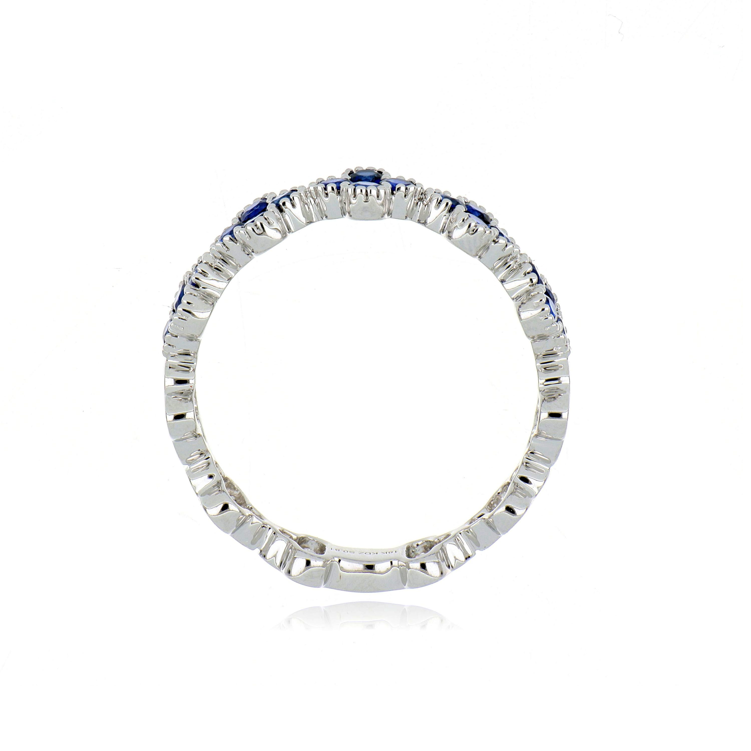 18k White Gold Sapphire Motif Ring - Charles Koll Jewelers