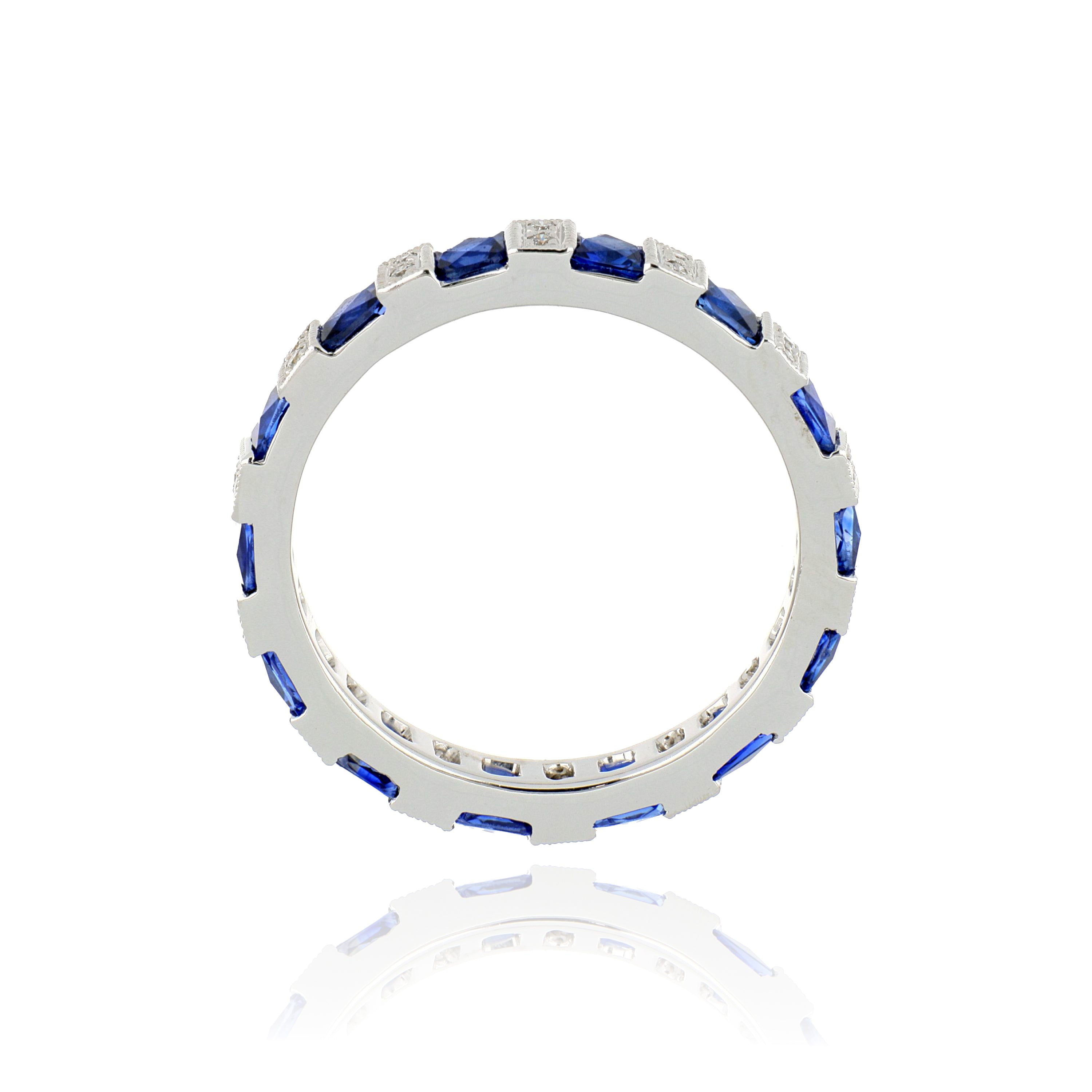 18k White Gold Sapphire and Diamond Eternity Ring - Charles Koll Jewelers