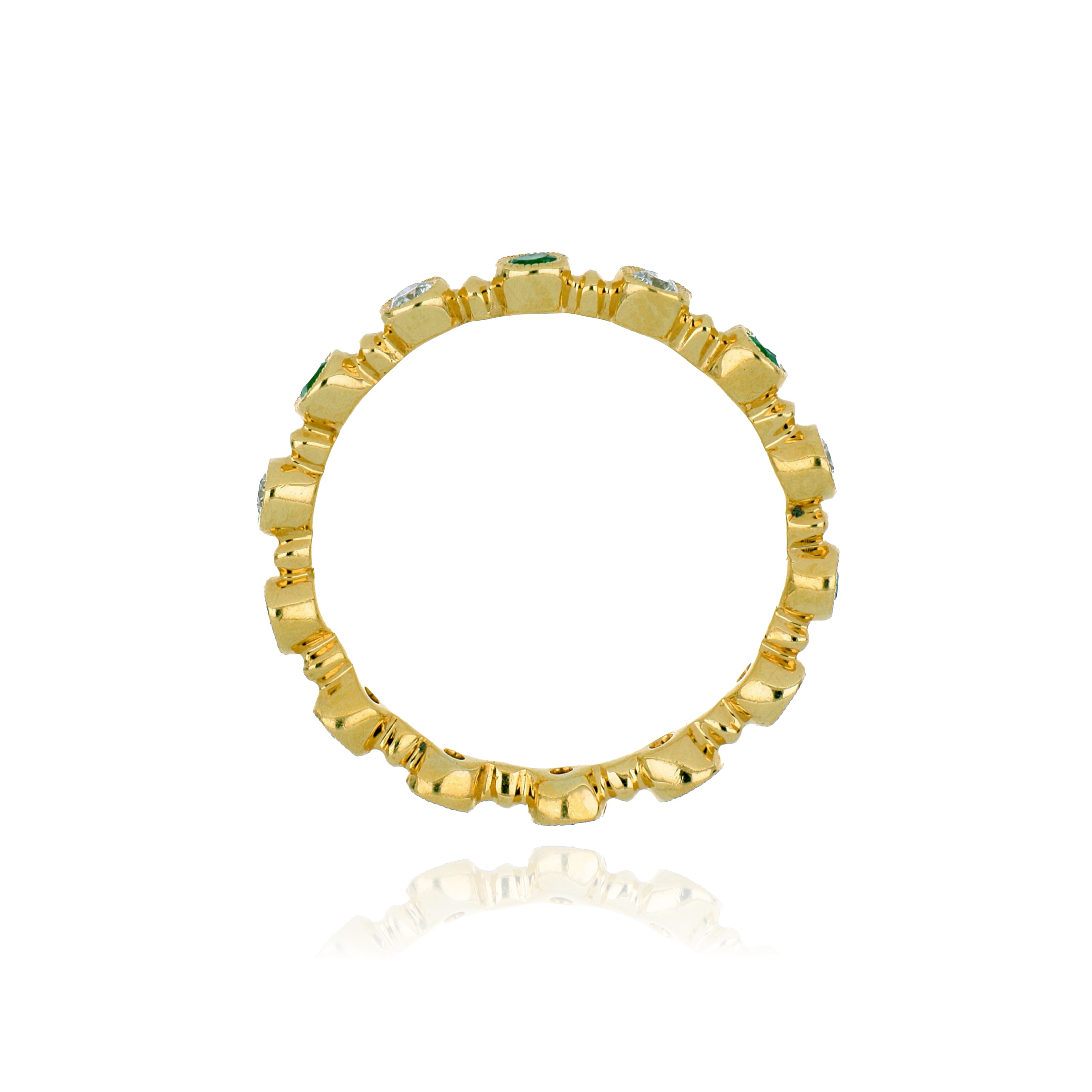 18k Yellow Gold Tsavorite and Diamond Eternity Band - Charles Koll Jewelers