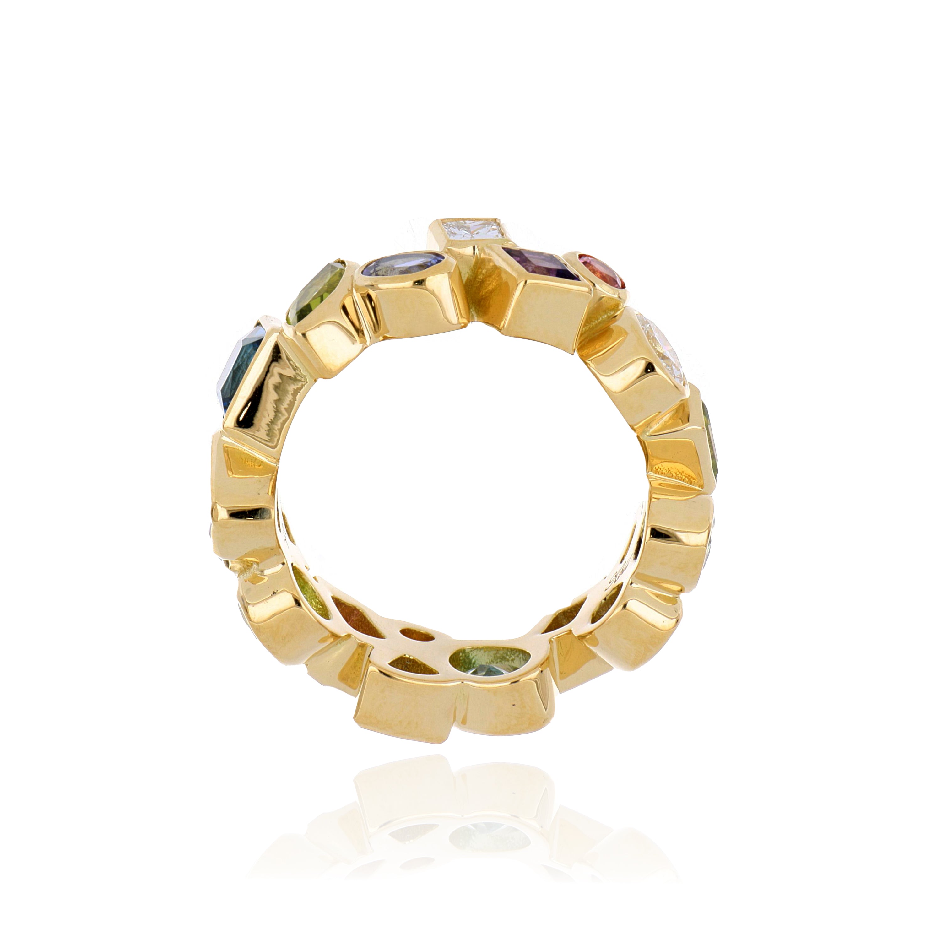 18k Yellow Gold Scatter Gem Ring