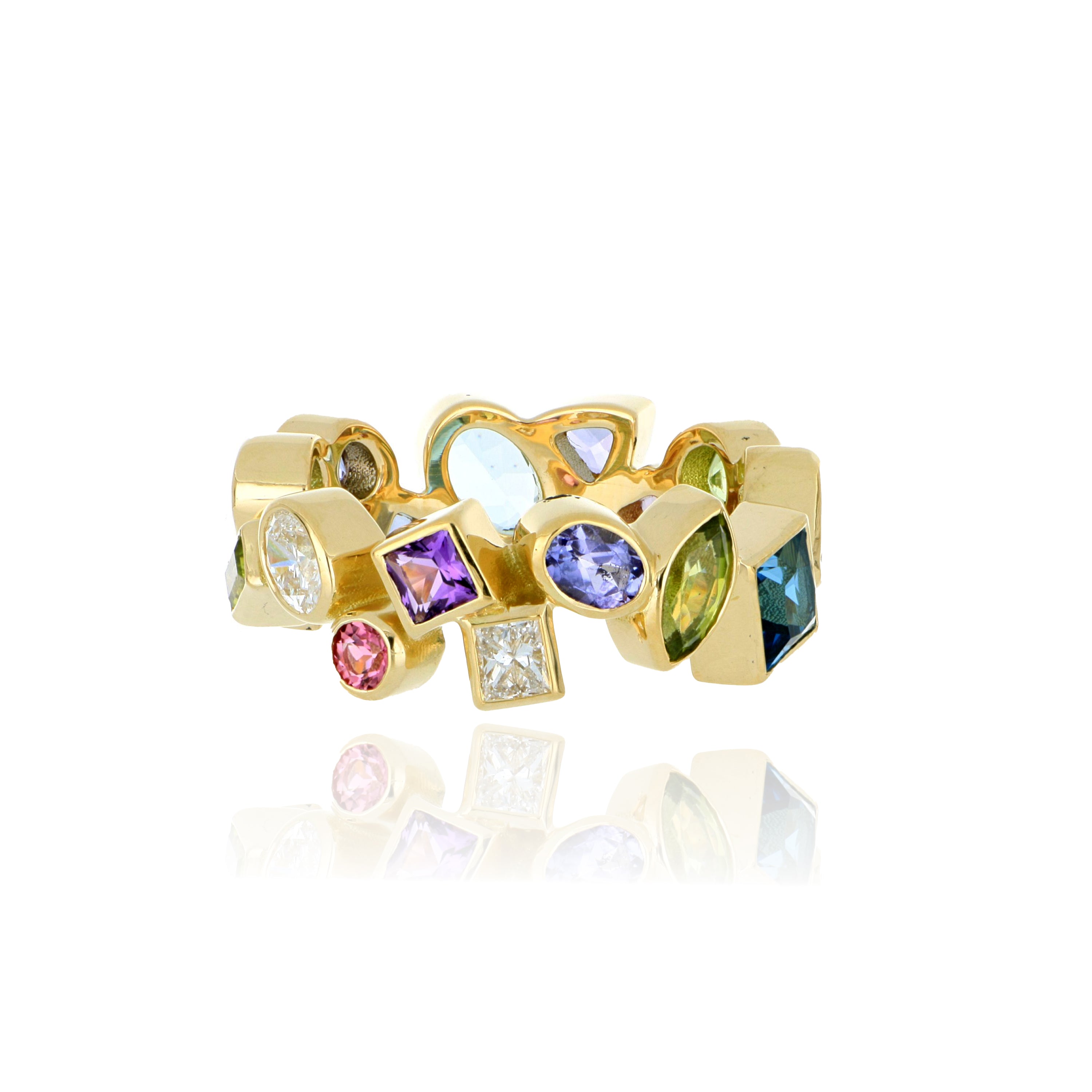 18k Yellow Gold Scatter Gem Ring