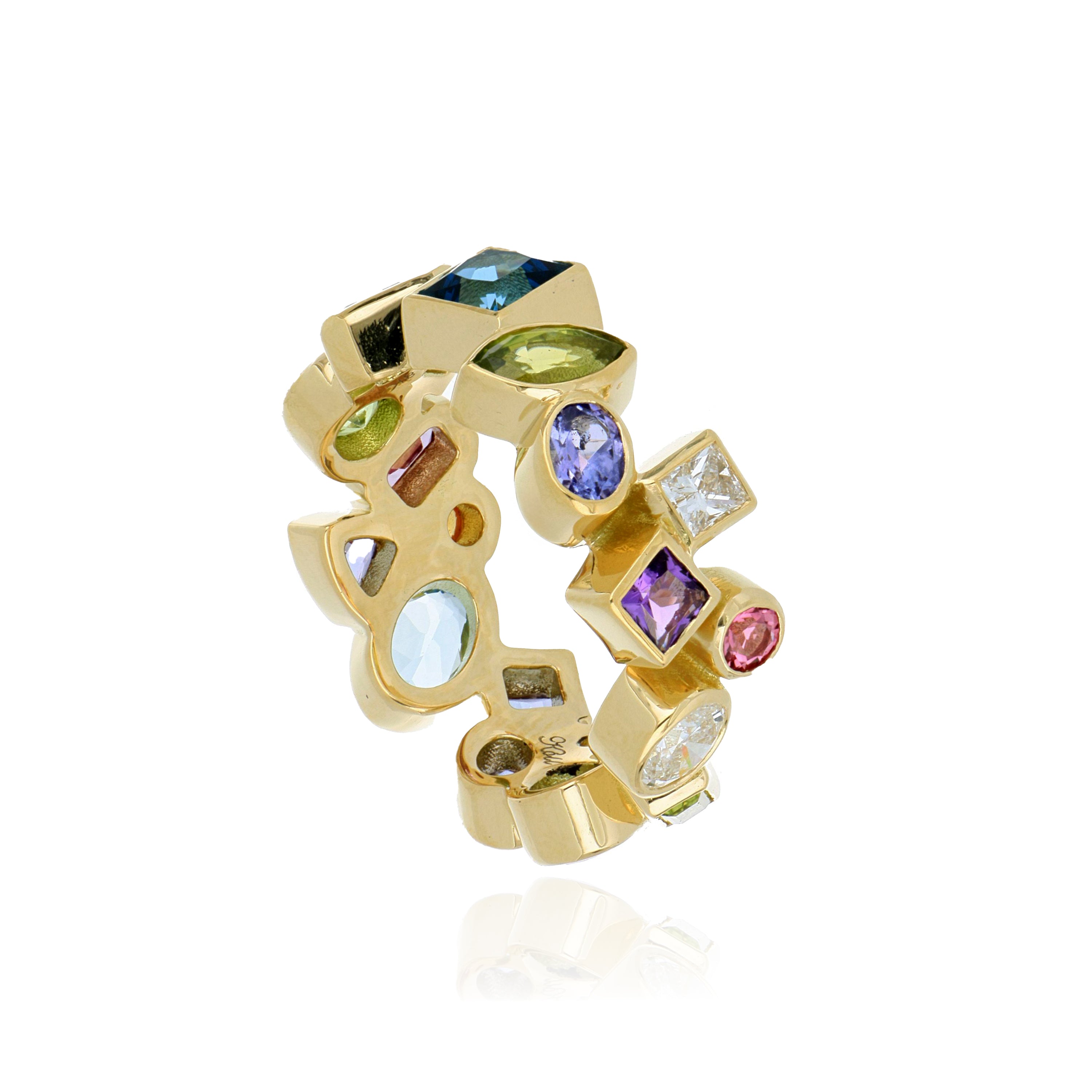 18k Yellow Gold Scatter Gem Ring