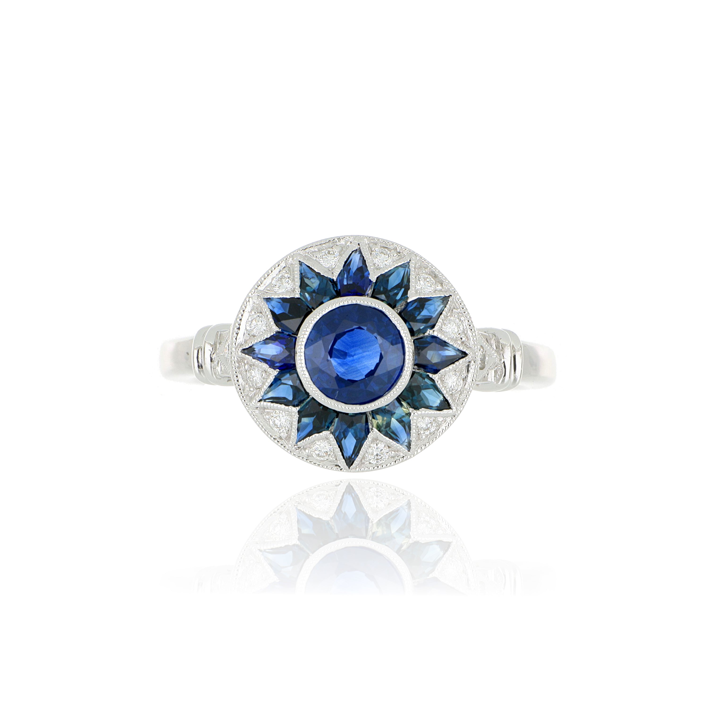 18k White Gold Sapphire and Diamond Ring