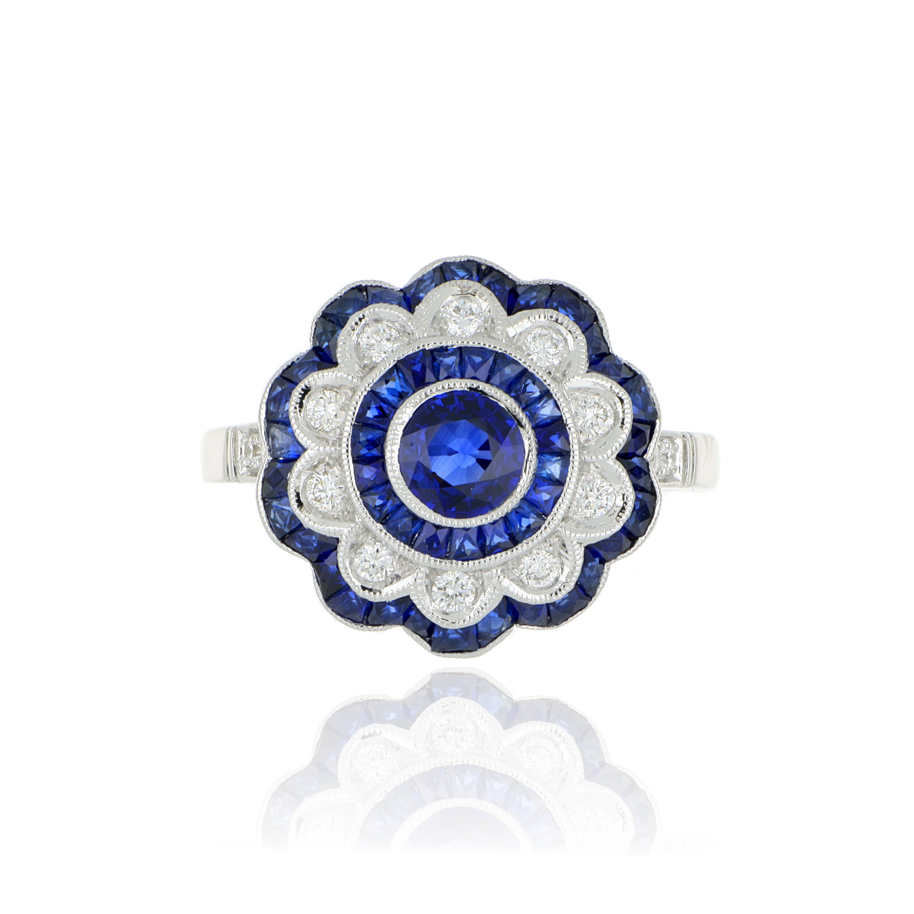 18k White Gold Sapphire and Diamond Ring