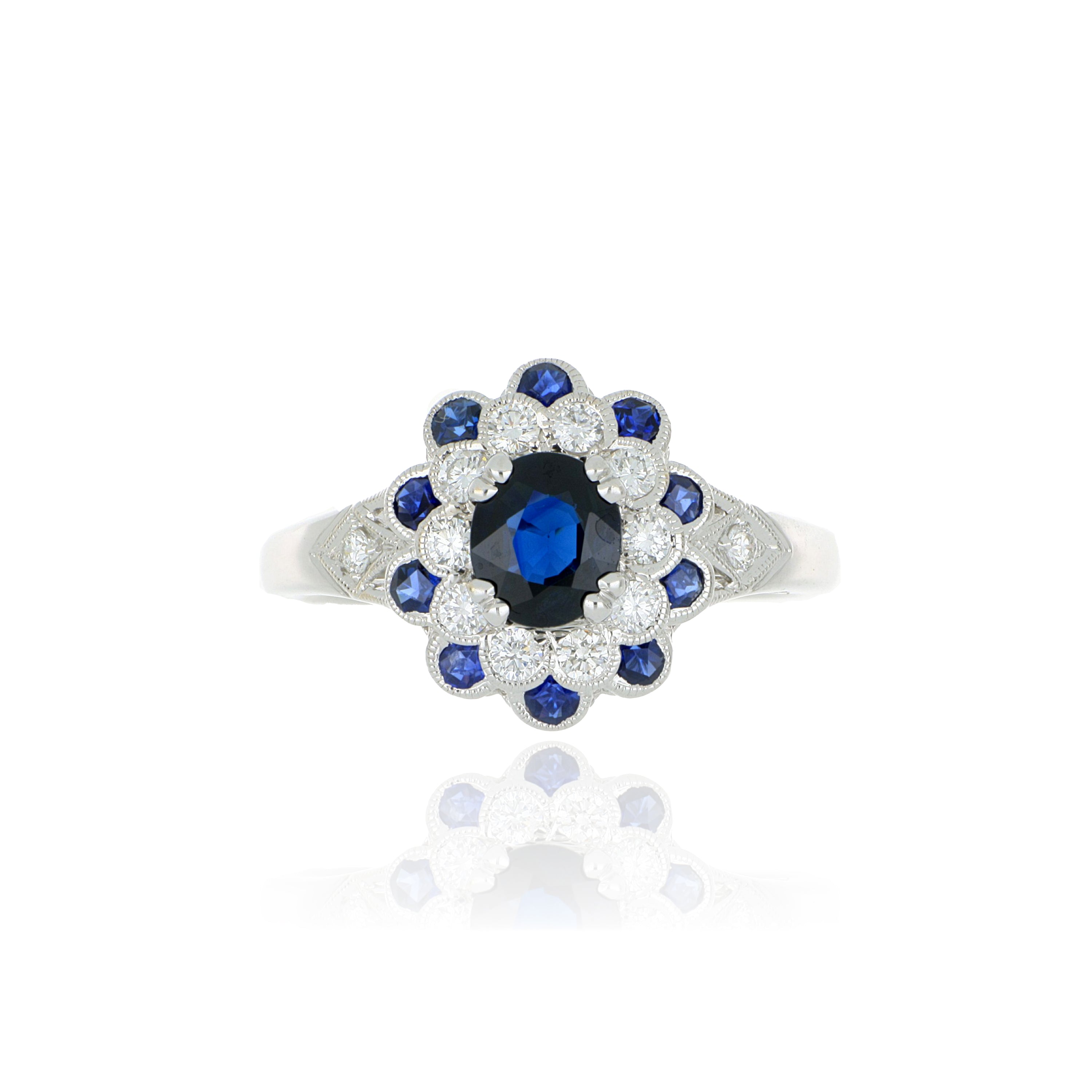 18k White Gold Sapphire and Diamond Ring - Charles Koll Jewelers