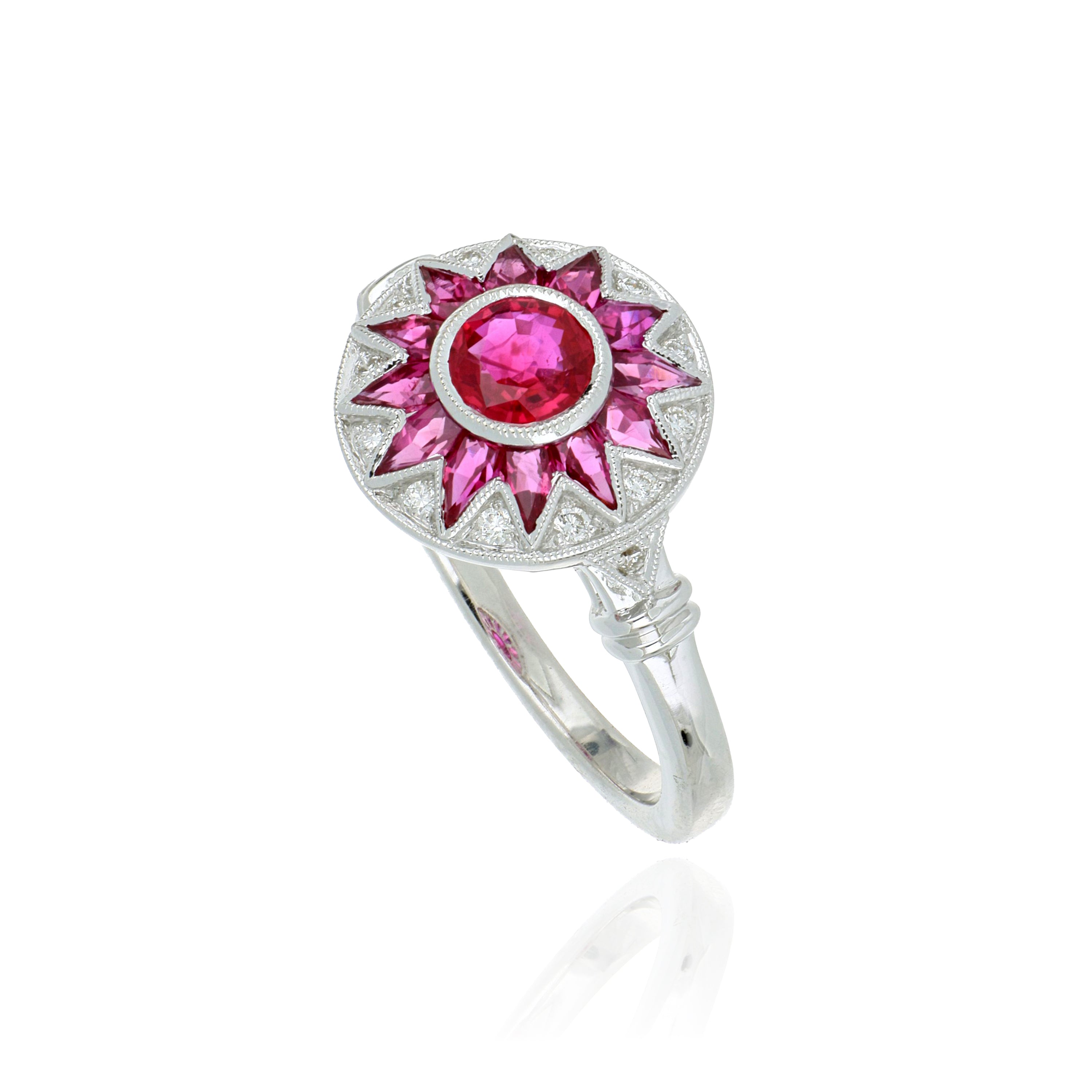 18k White Gold Pink Sapphire and Diamond Ring - Charles Koll Jewelers
