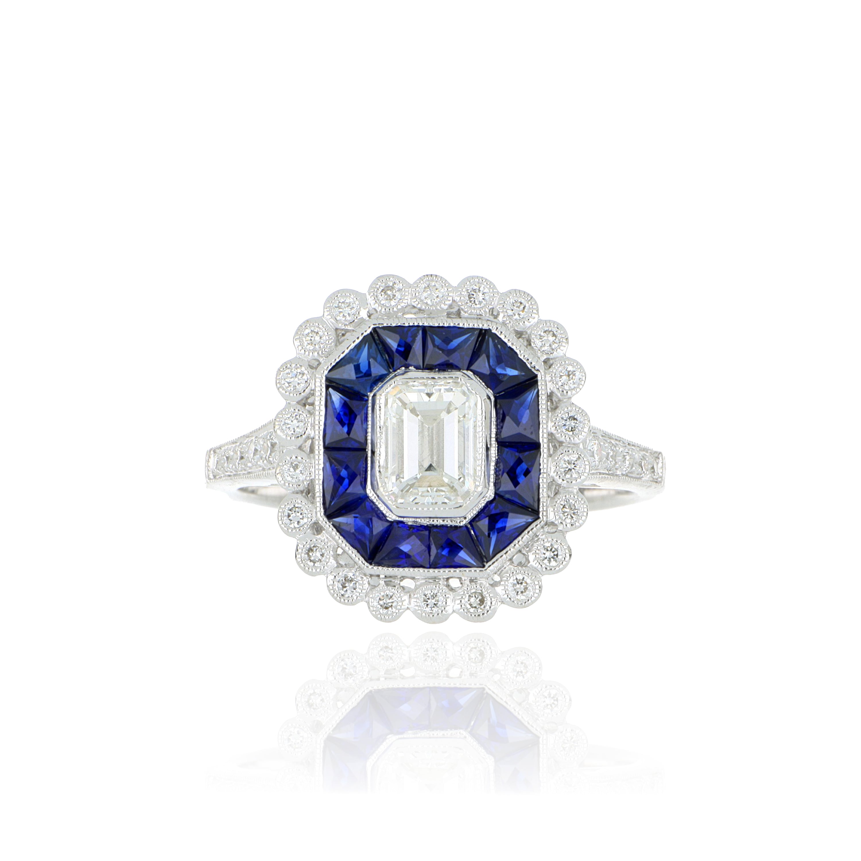 18k White Gold Diamond and Sapphire Ring