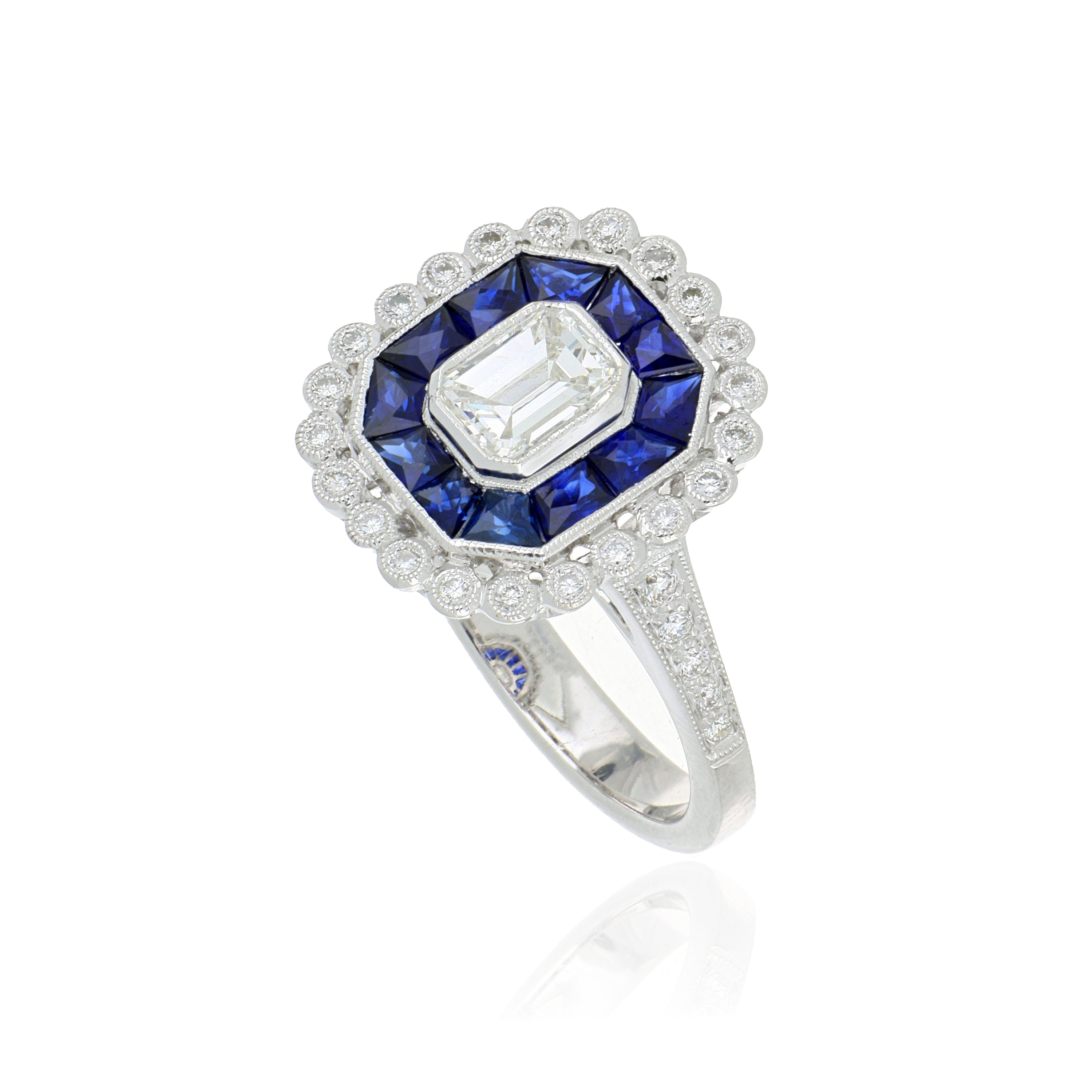 18k White Gold Diamond and Sapphire Ring