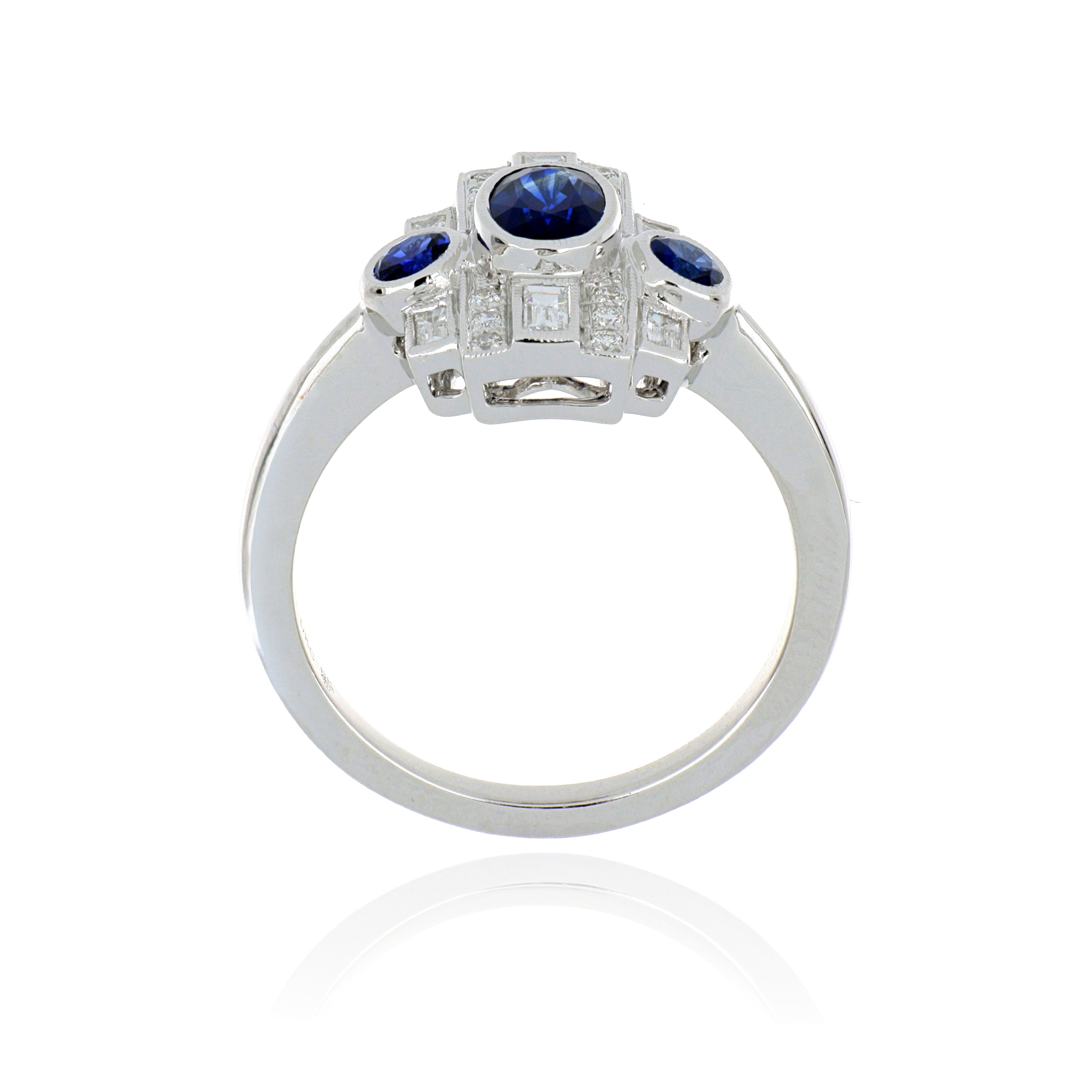 18k White Gold Sapphire and Diamond Ring - Charles Koll Jewelers