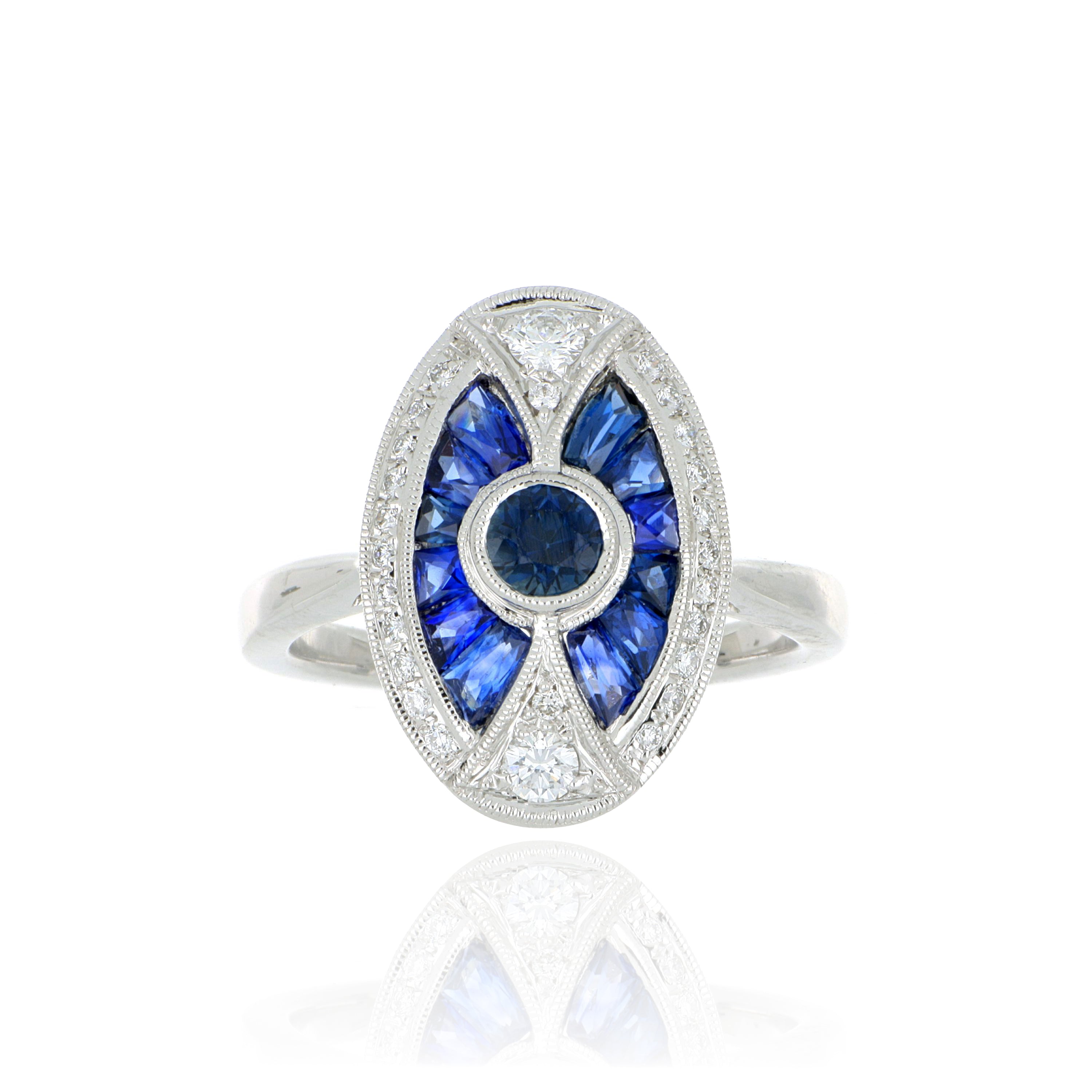 18k White Gold Sapphire and Dimaond Ring - Charles Koll Jewelers
