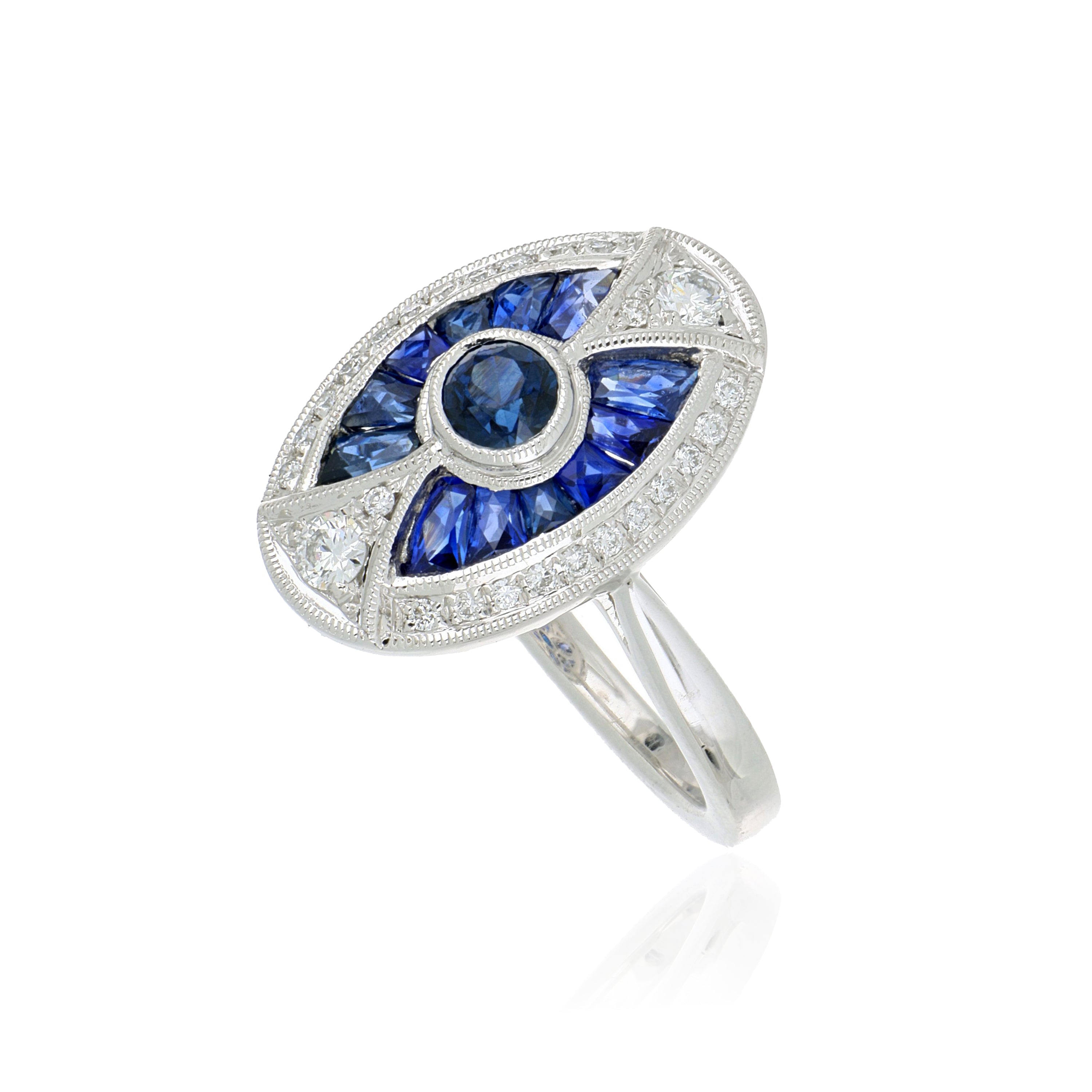 18k White Gold Sapphire and Dimaond Ring - Charles Koll Jewelers