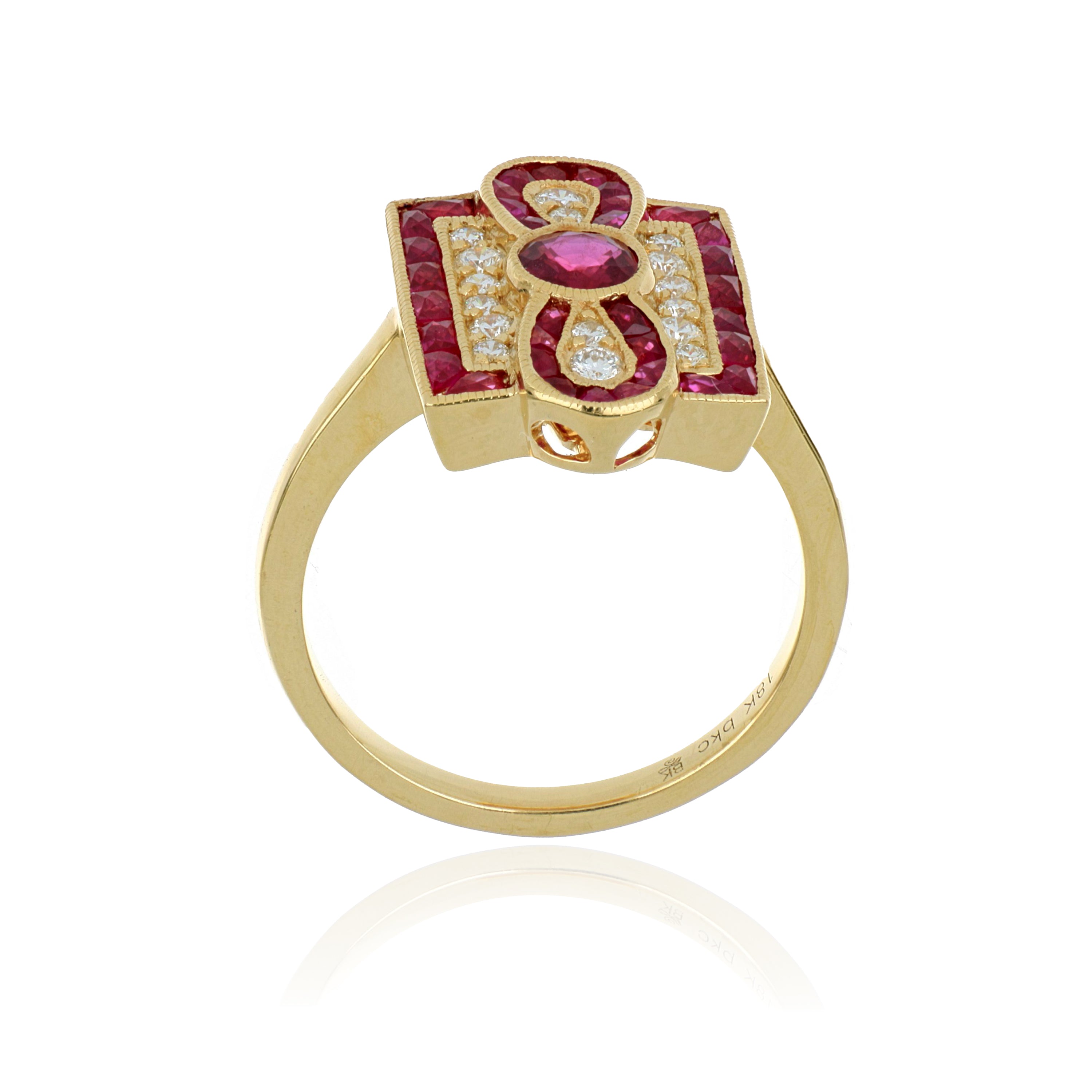 18k Yellow Gold Ruby and Diamond Ring - Charles Koll Jewelers